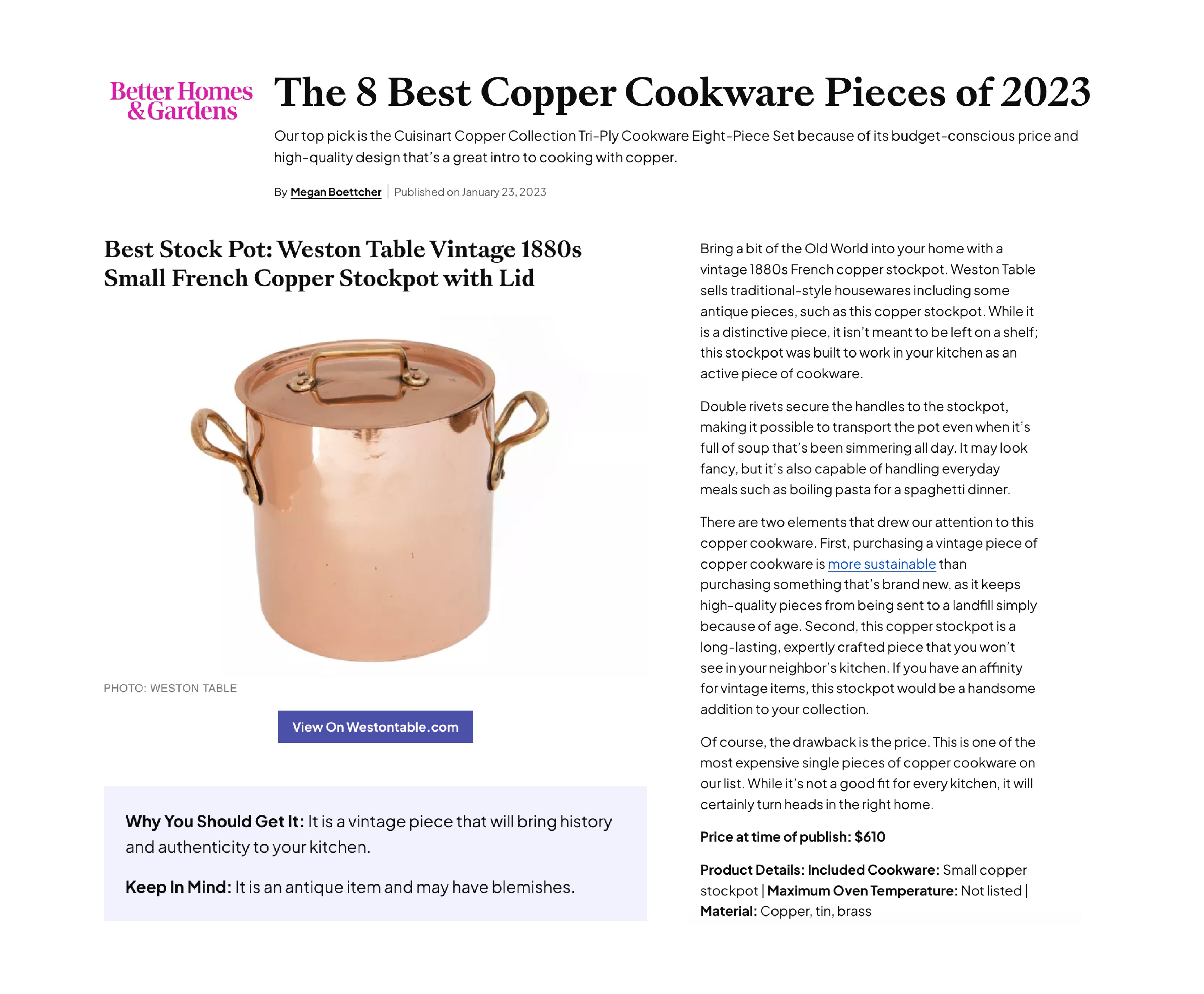 Better Homes & Gardens: The 8 Best Copper Cookware Pieces of 2023