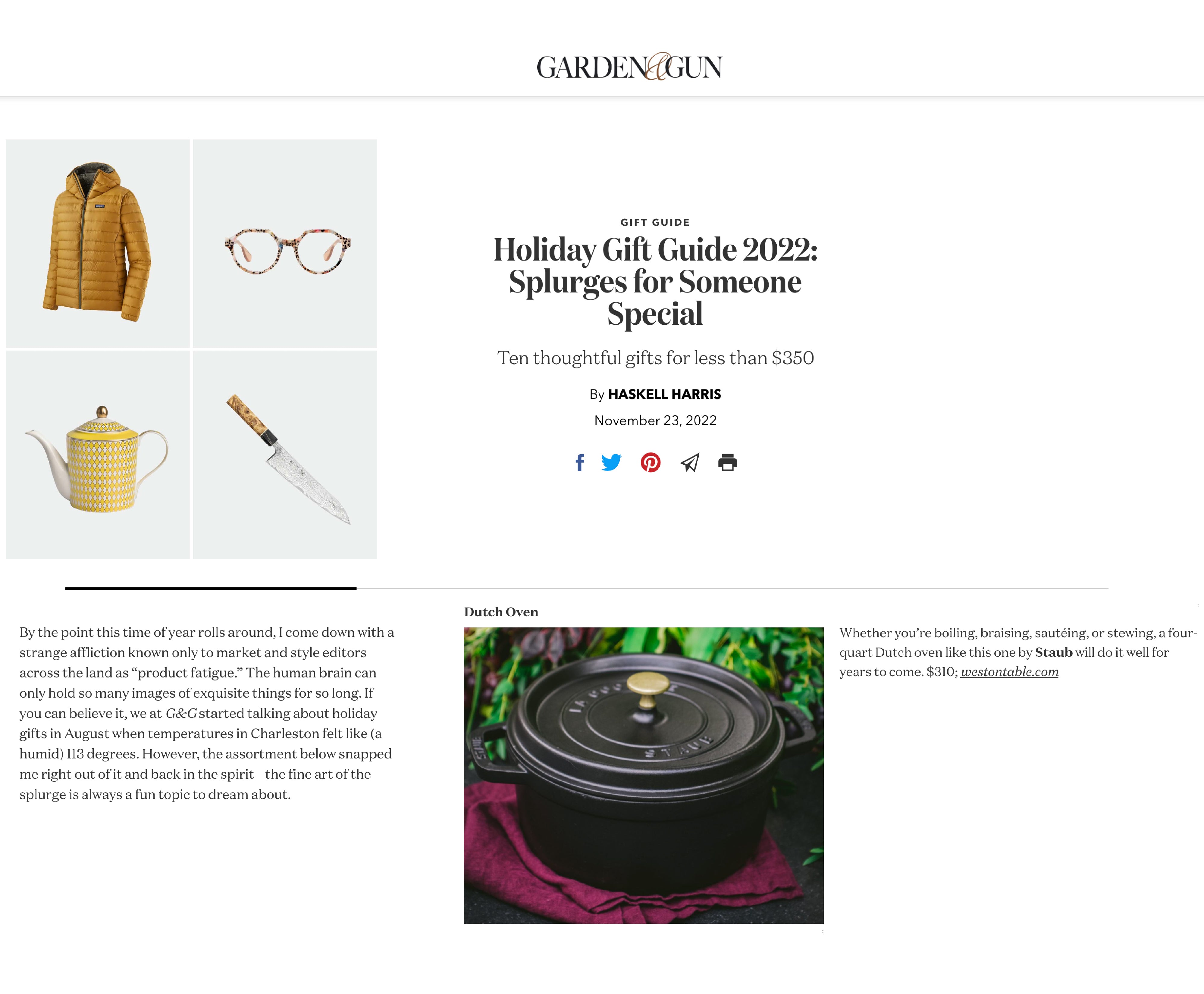 Garden & Gun Holiday Gift Guide 2022 Splurges for Someone Special