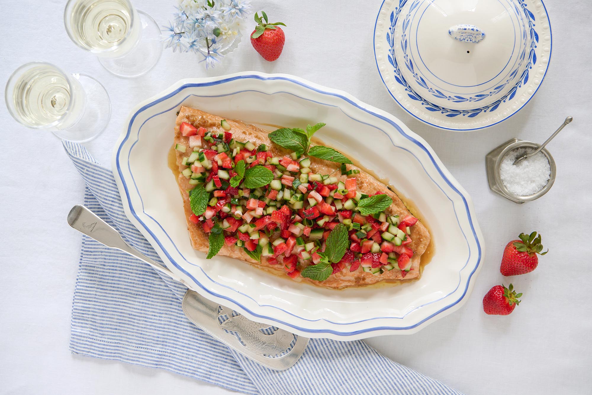 Salmon with Strawberry, Cucumber, and Mint Relish