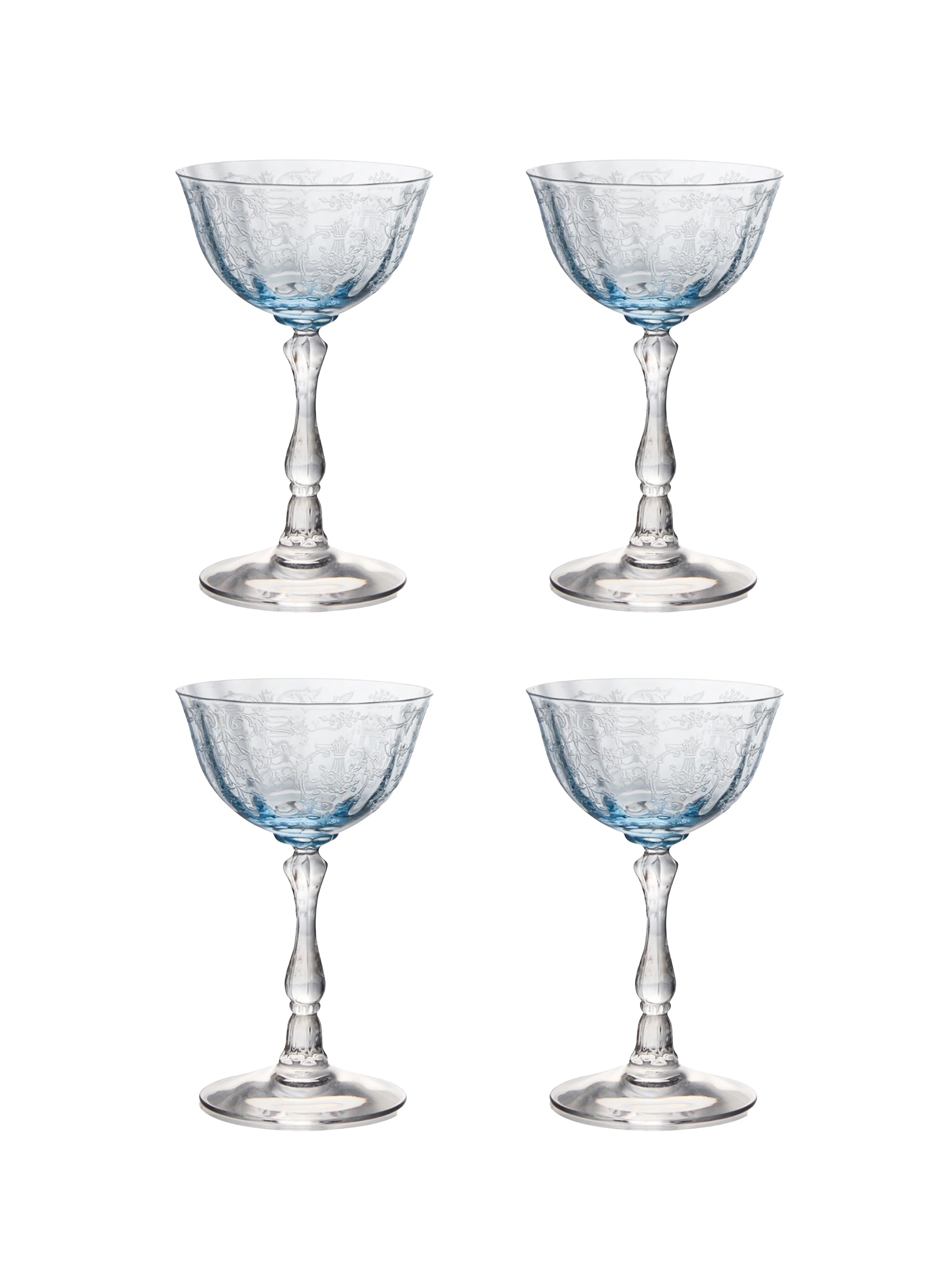 Fostoria vintage azure on sale champagne coupe Glasses