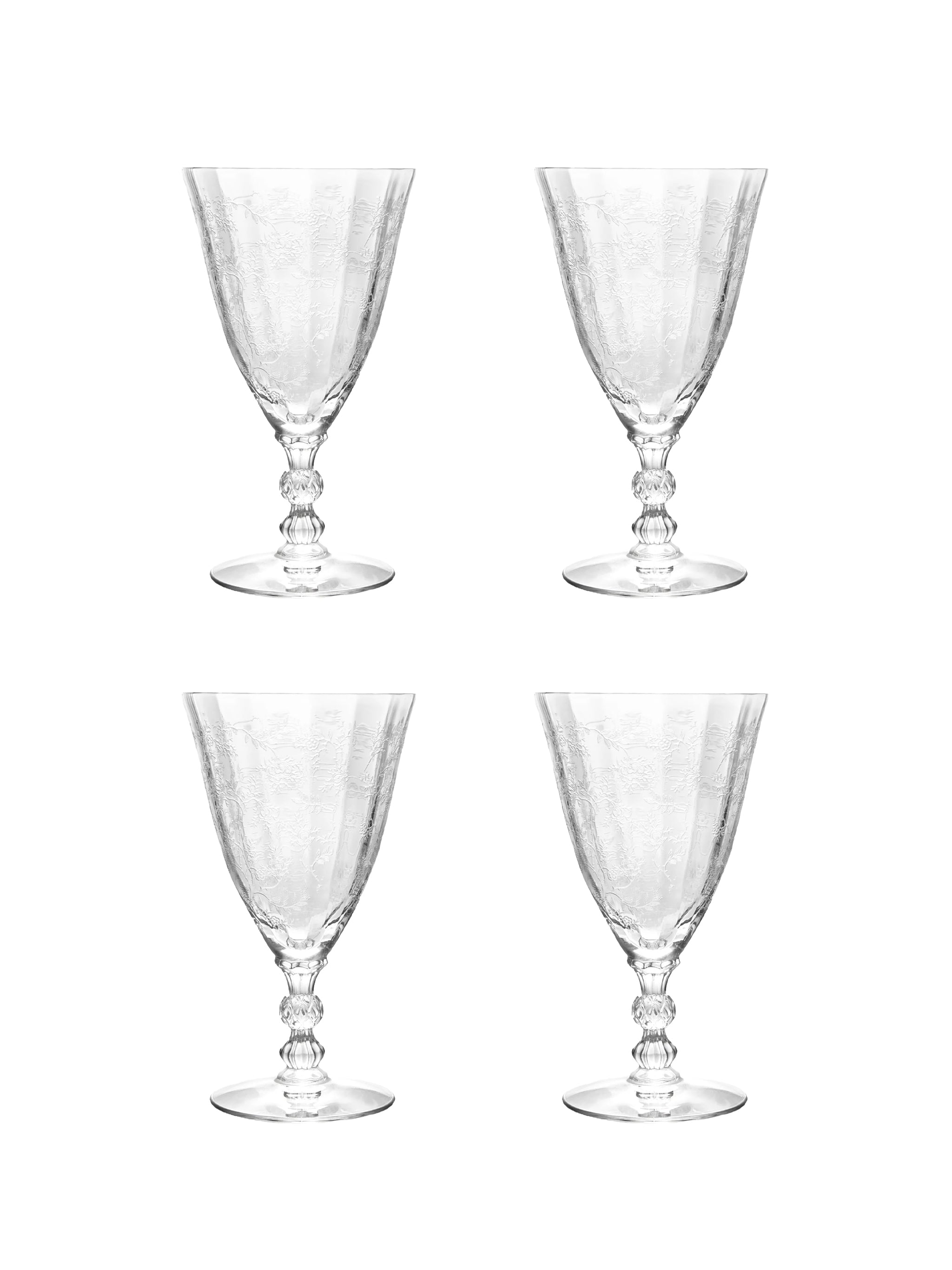 Shop the Vintage 1930s Fostoria Chintz Etched Crystal Wine Glasses at  Weston Table