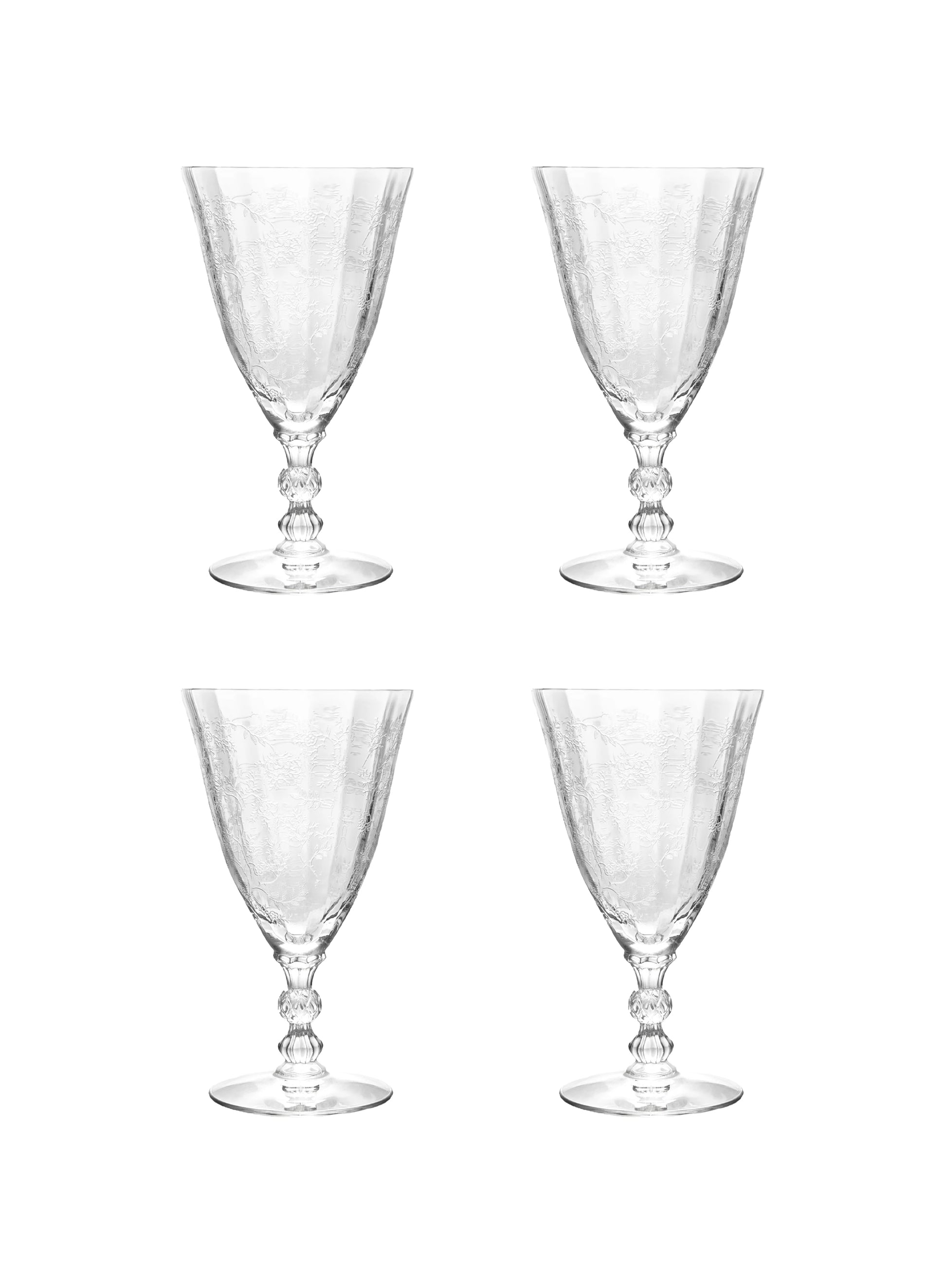 Vintage 1940s Fostoria Crystal Glasses Set of Four