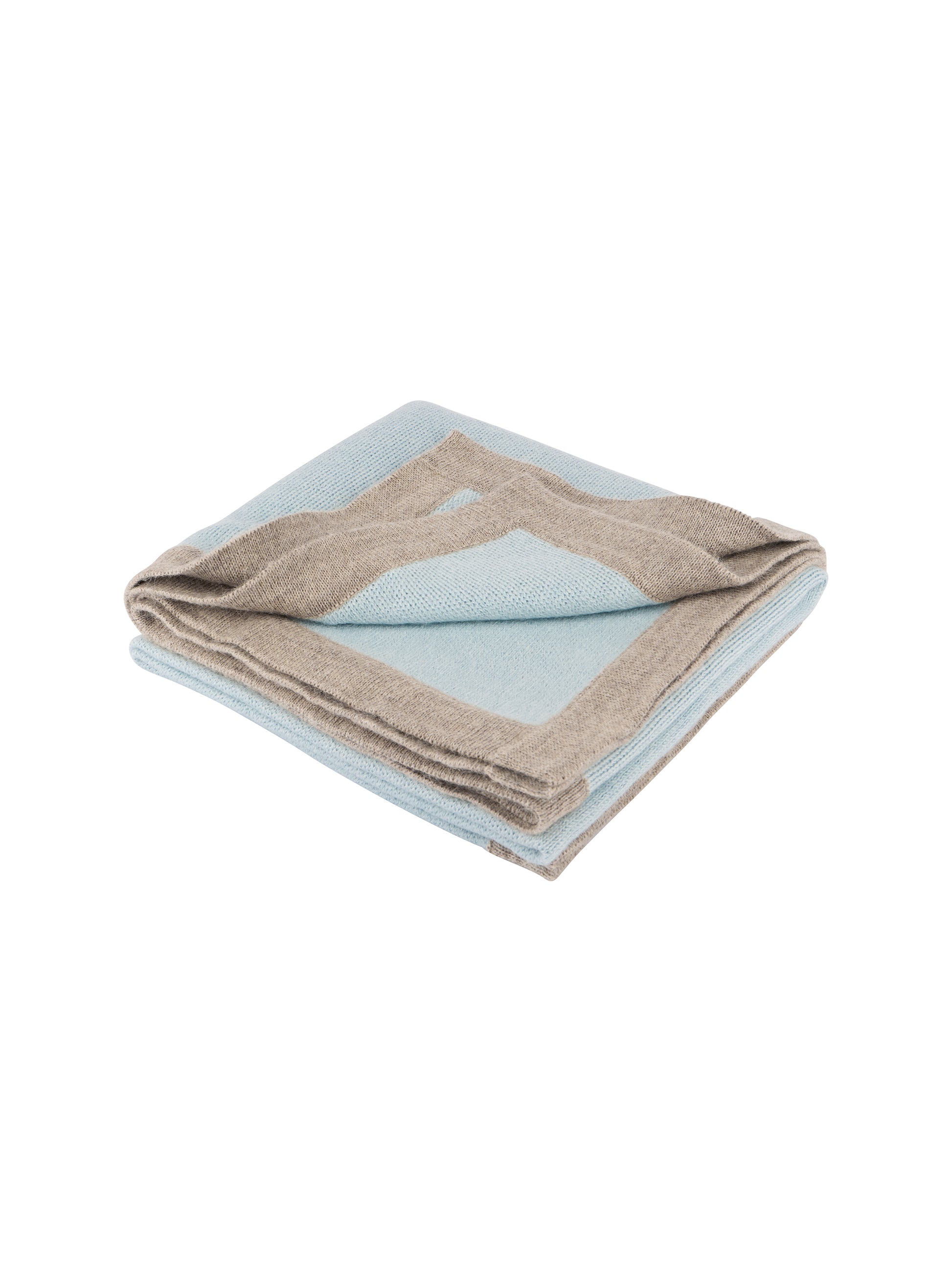 Alicia Adams Alpaca Border Baby Blanket Blue and Light Taupe Weston Table
