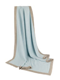Alicia Adams Alpaca Border Baby Blanket Blue and Light Taupe Weston Table