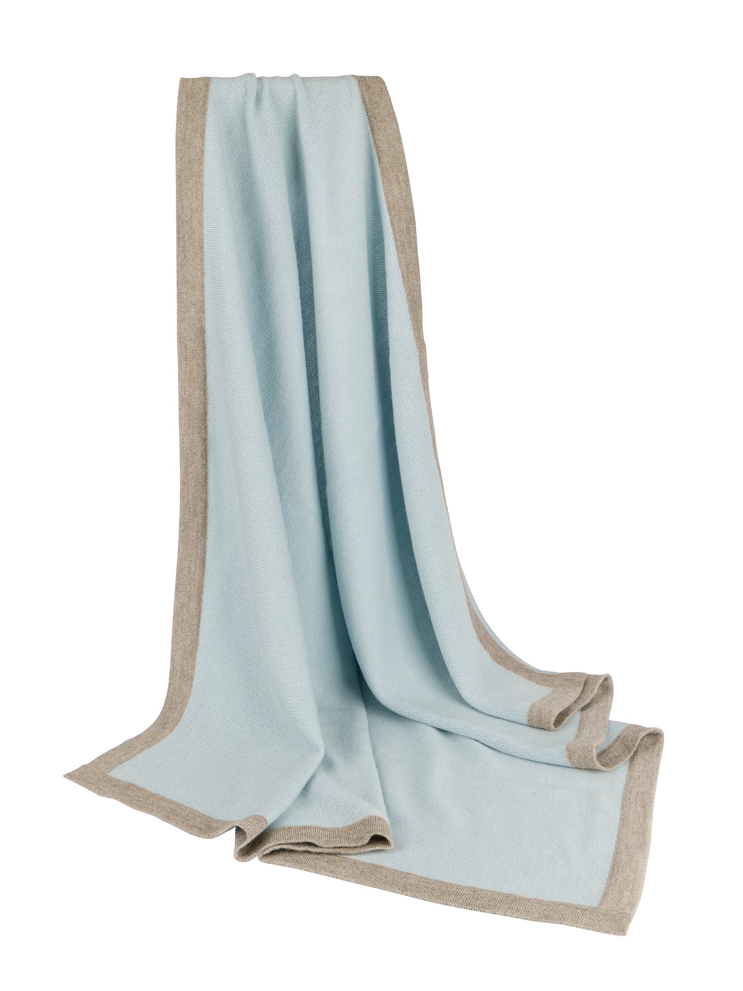 Alicia Adams Alpaca Border Baby Blanket Blue and Light Taupe Weston Table