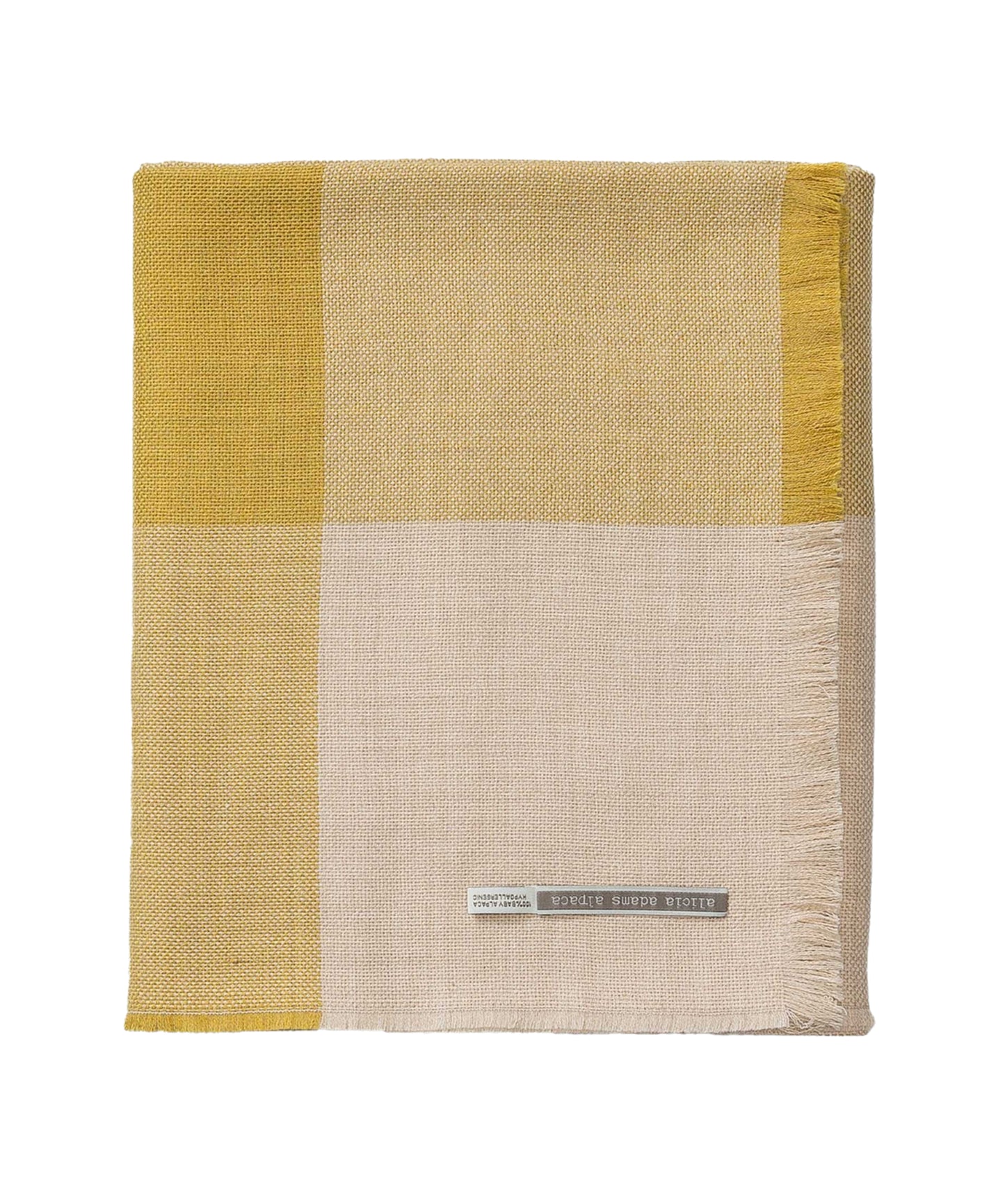 Alicia Adams Alpaca Mykonos Throw Ecru and French Yellow Weston Table