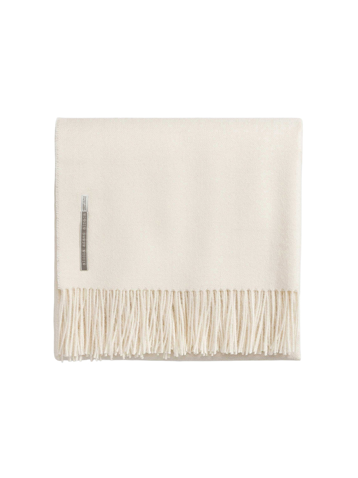 Alicia Adams Alpaca Solid Ivory Classic Throw Weston Table