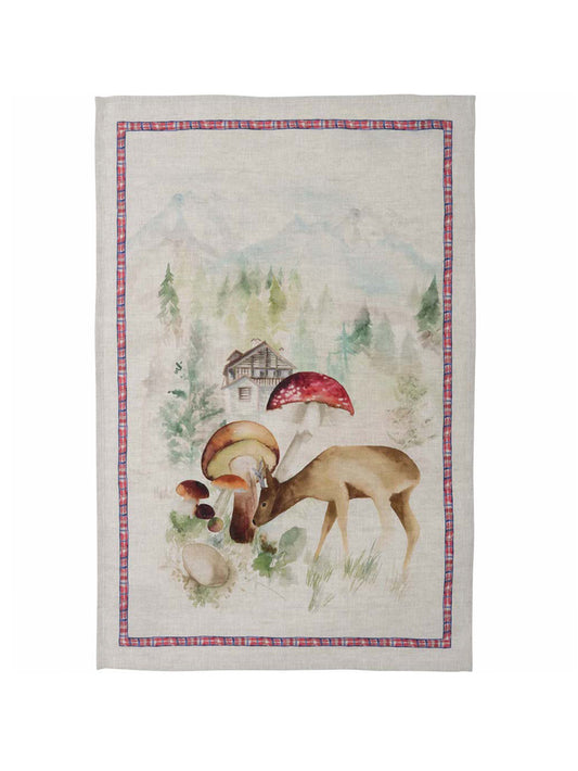 Alpine Deer Linen Kitchen Towel Weston Table