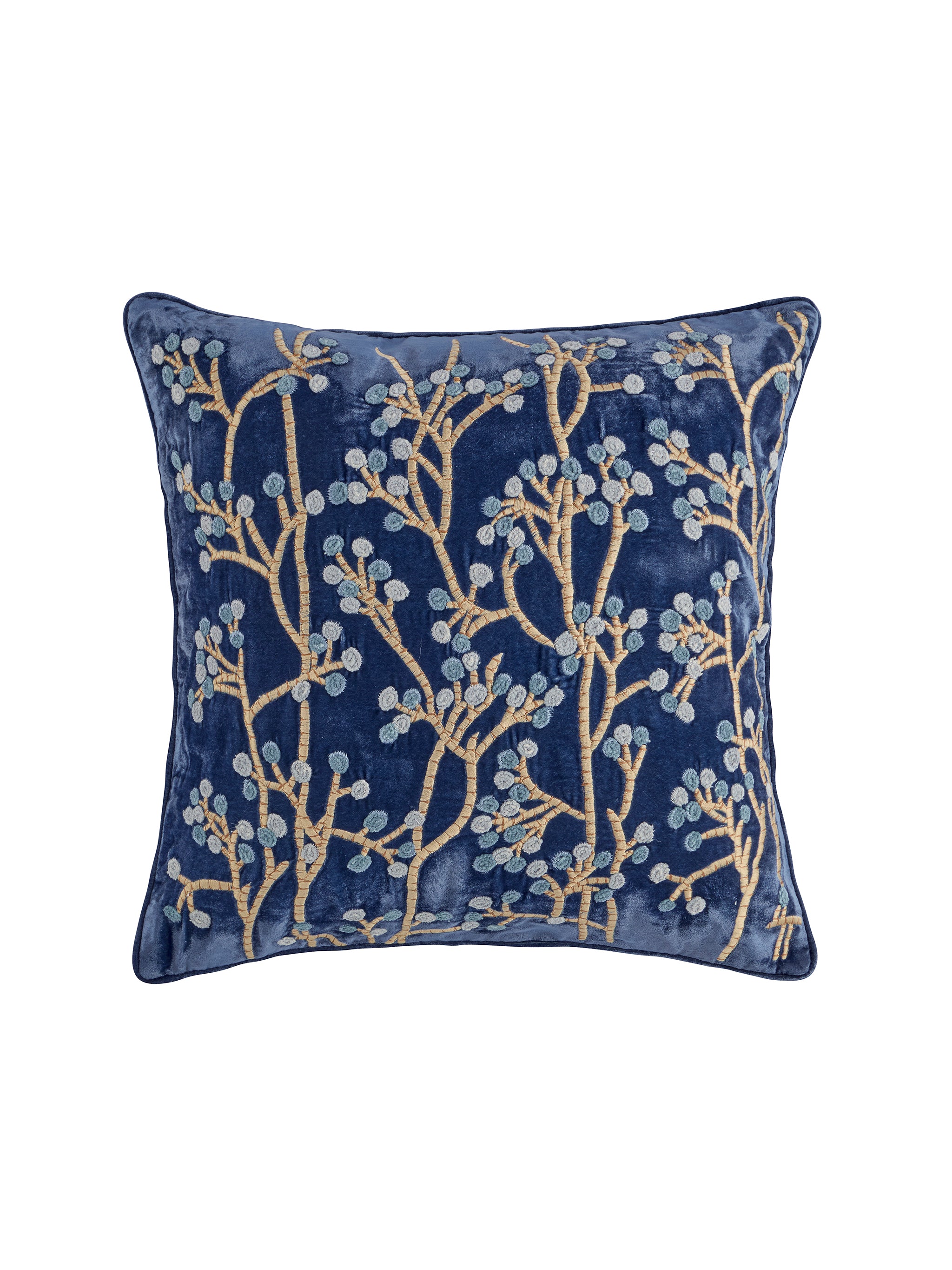 Anke Drechselアンケ・ドレッチェルクッションHPdecoatrier Anke Drechsel Embroidered Berries Cobalt Pillow | Pillows | Weston