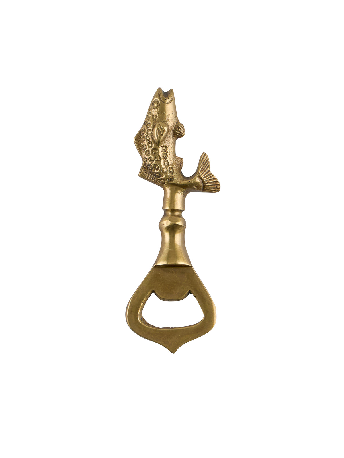 Antiqued Solid Brass Vintage Fish Bottle Opener Weston Table