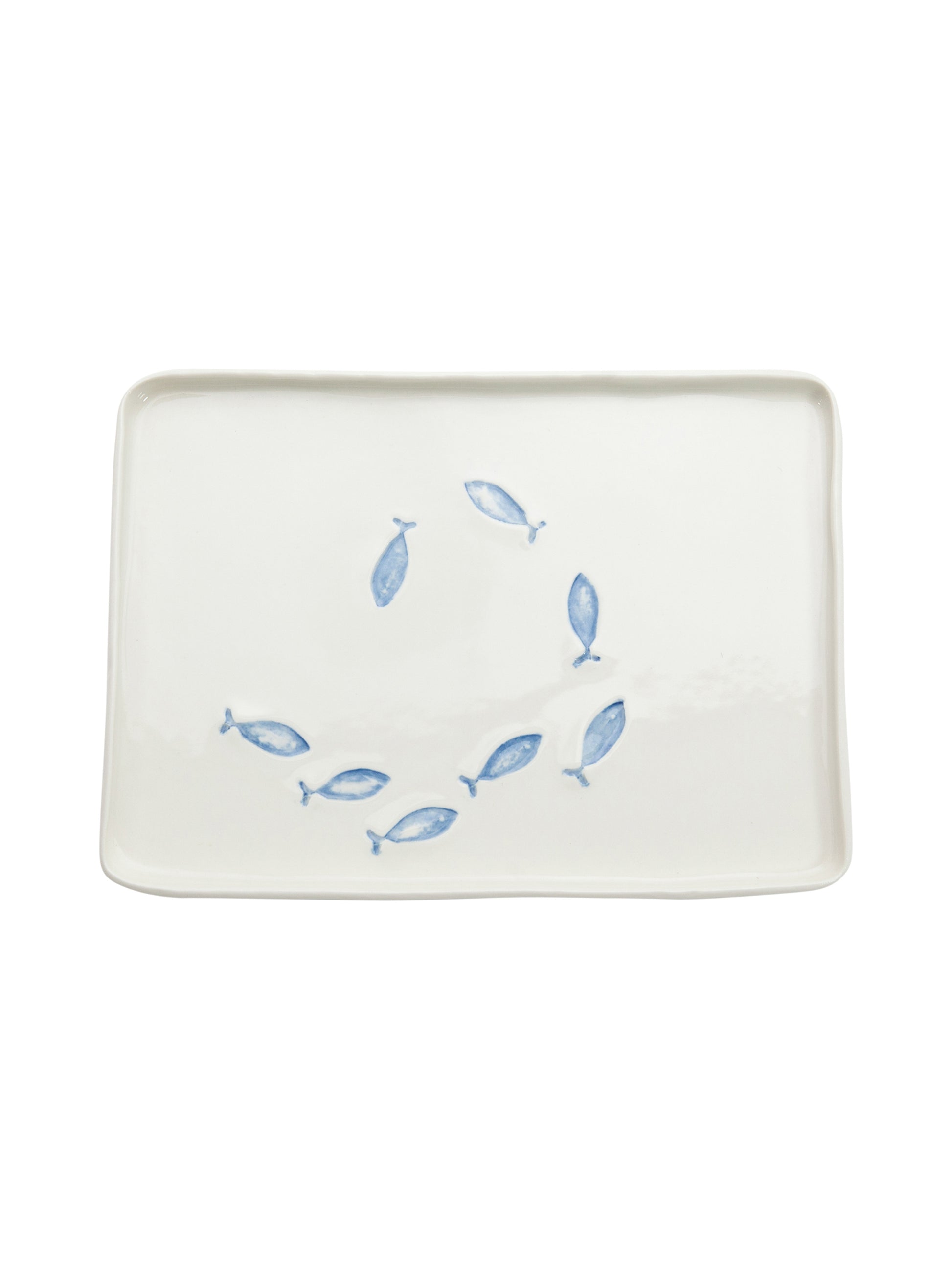 Bertozzi Blue Fish Rectangle Tray Weston Table