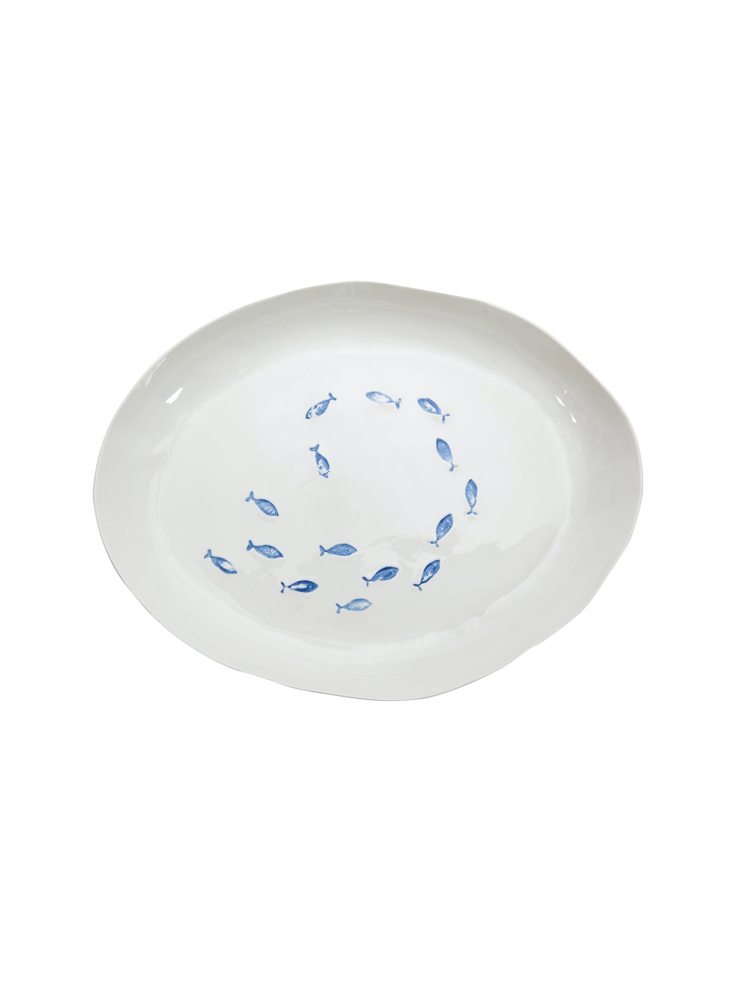 Bertozzi Blue Fish XL Low Oval Serving Bowl Weston Table