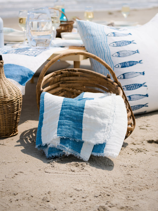 Bertozzi Rigato Wide Stripe Linen Throw Weston Table