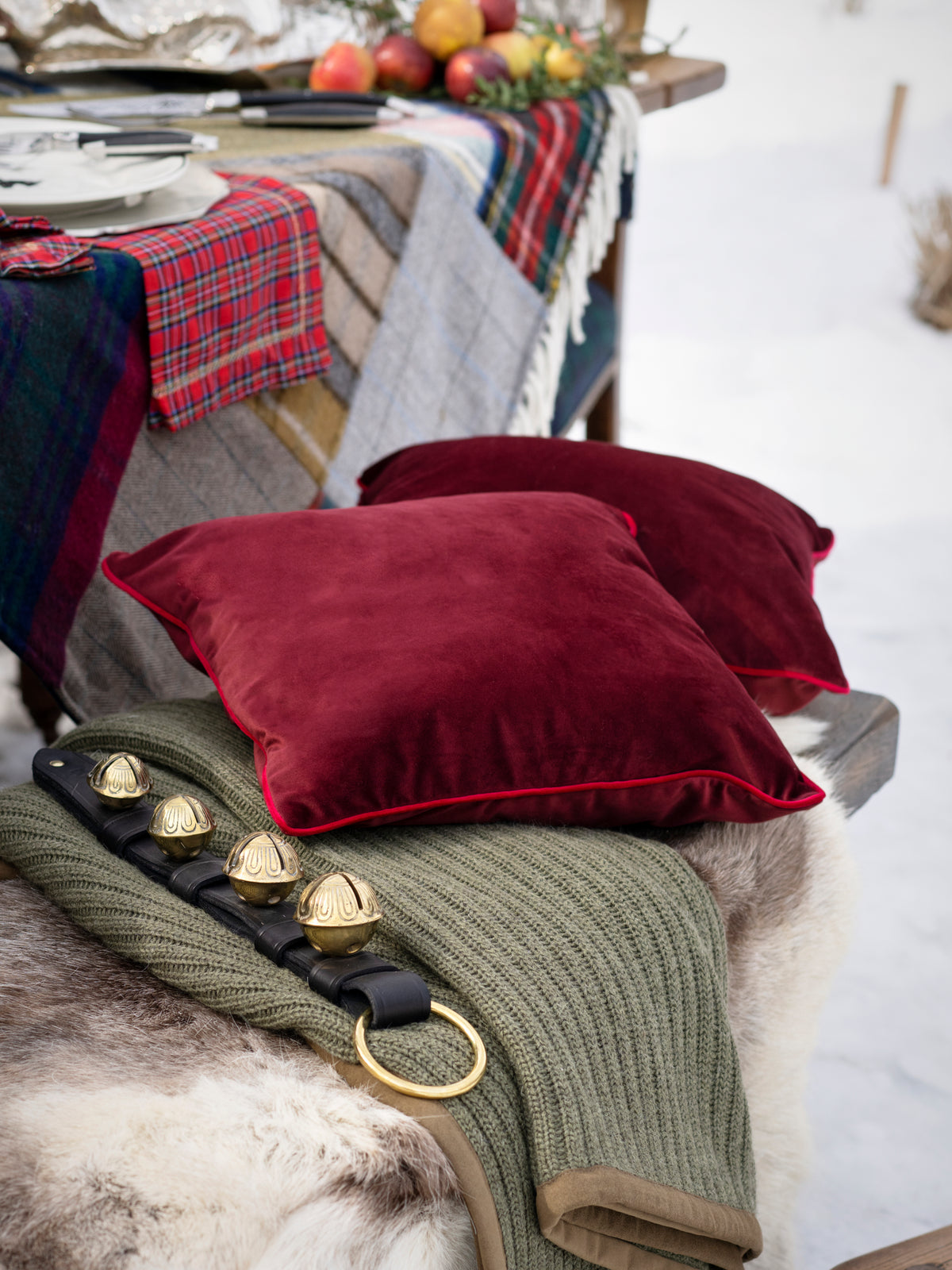 Bordeaux Velvet Pillow Weston Table