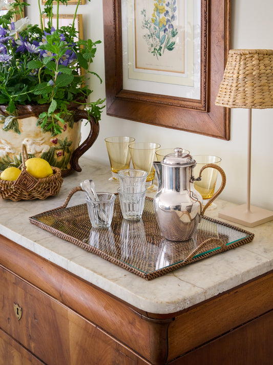 Calaisio Rectangular Serving Tray with Glass Bottom Weston Table