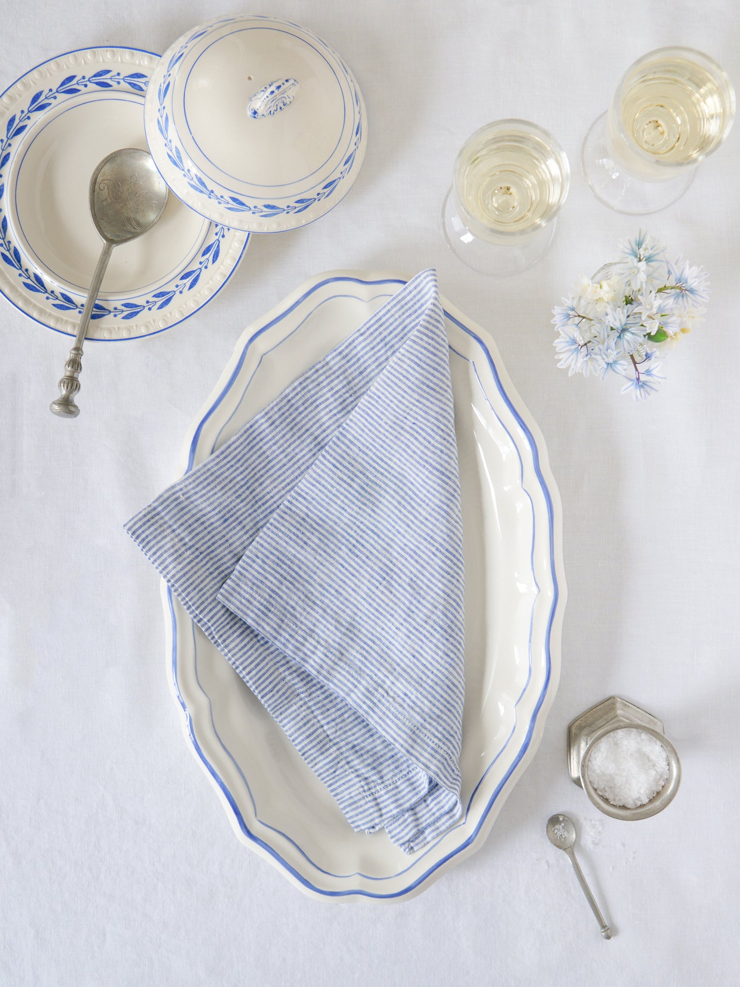 Cape Cod Blue Striped Linen Collection Weston Table