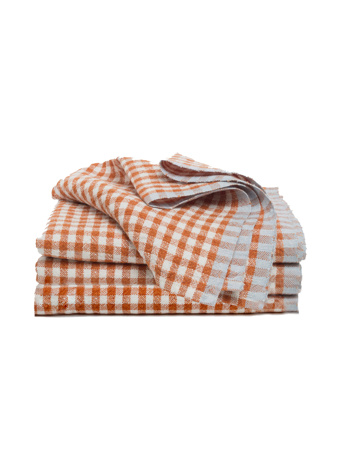 Caravan Gingham Cognac and Periwinkle Napkin Set Weston Table