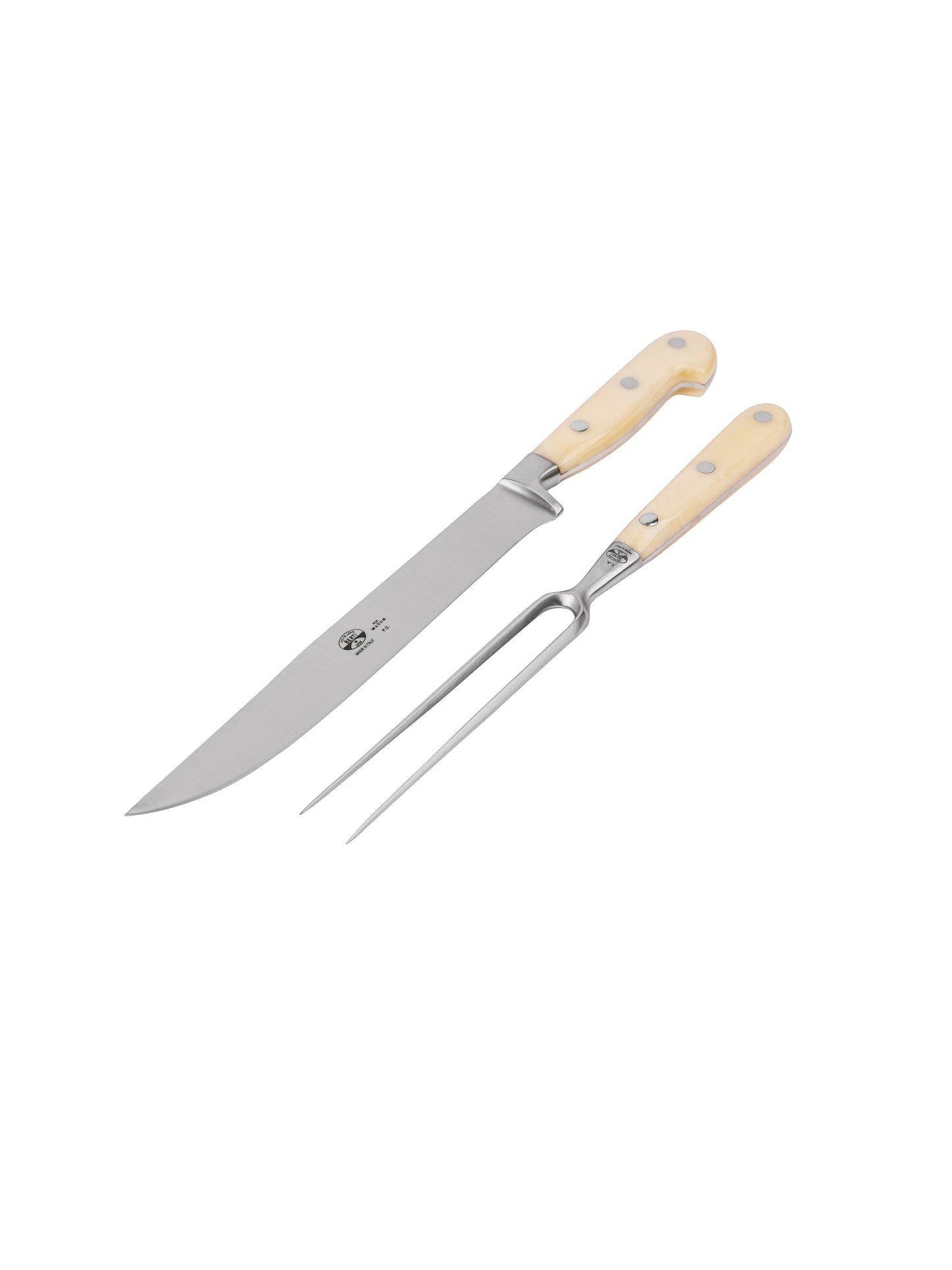 Coltellerie Berti Lucite Carving Set with Magnetized Block White Weston Table