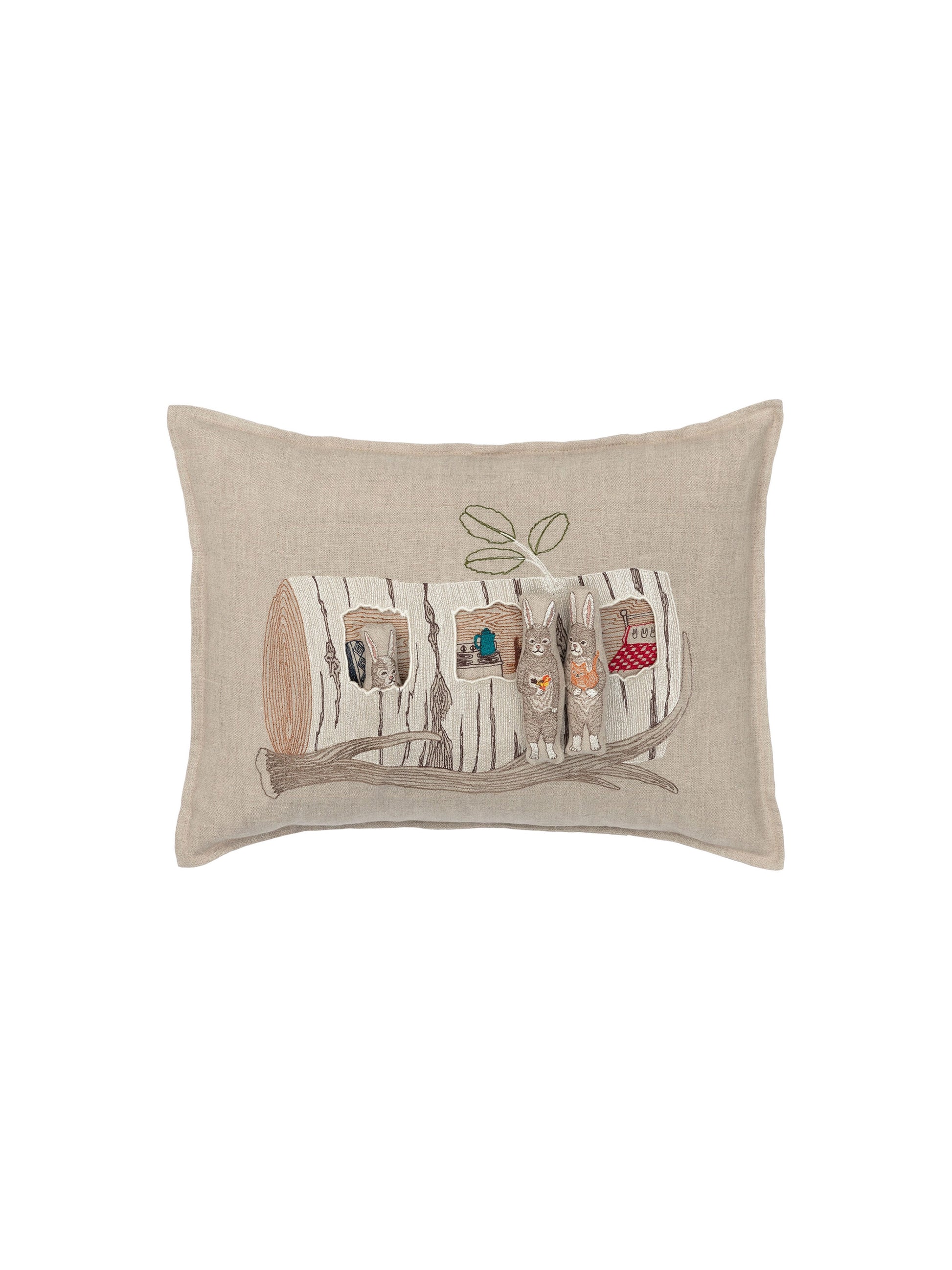 Coral and Tusk Aspen Log Bunnies Pocket Pillow Weston Table