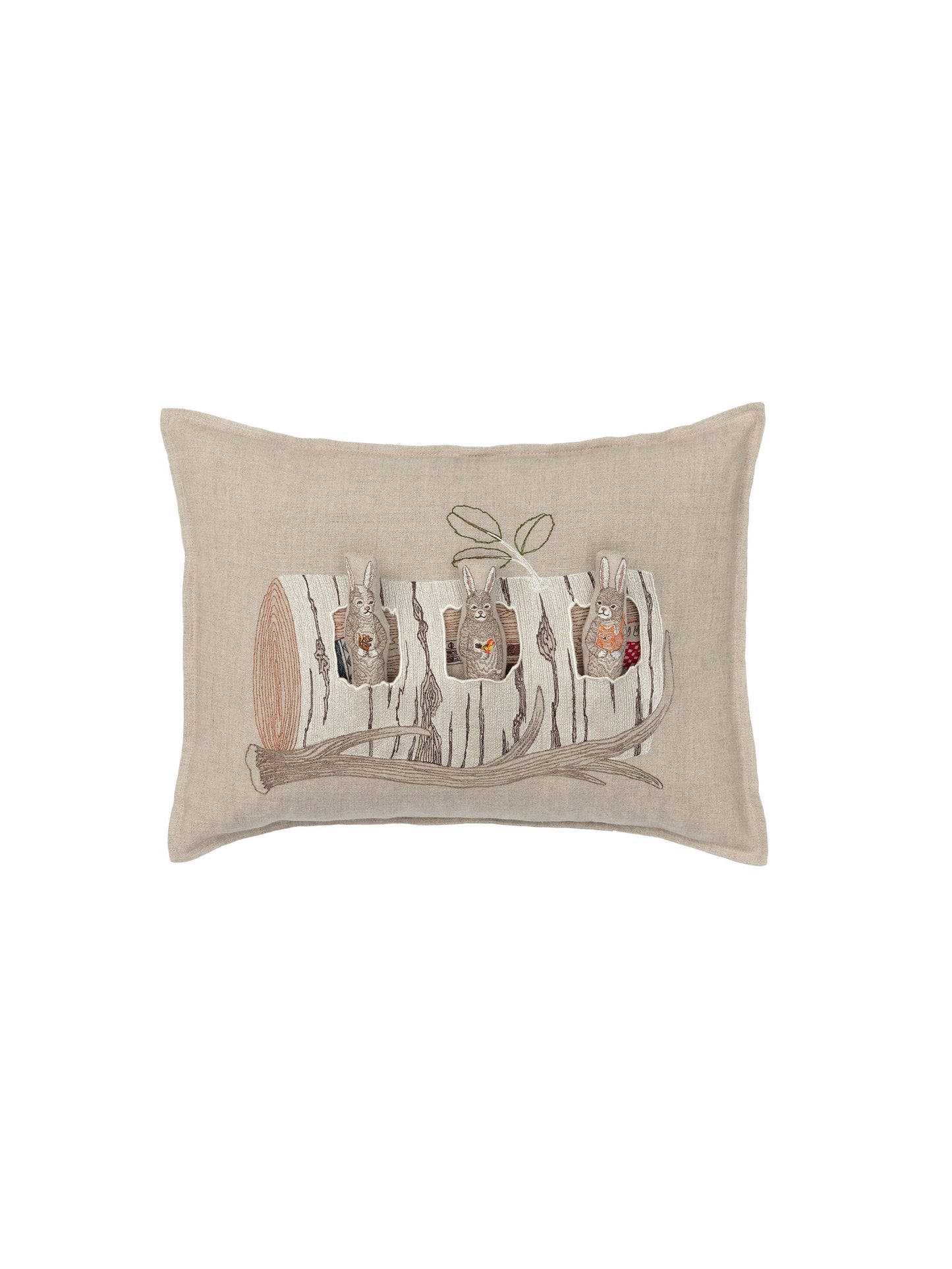 Coral and Tusk Aspen Log Bunnies Pocket Pillow Weston Table