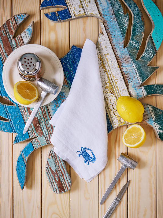 Crab White Linen Napkins Weston Table