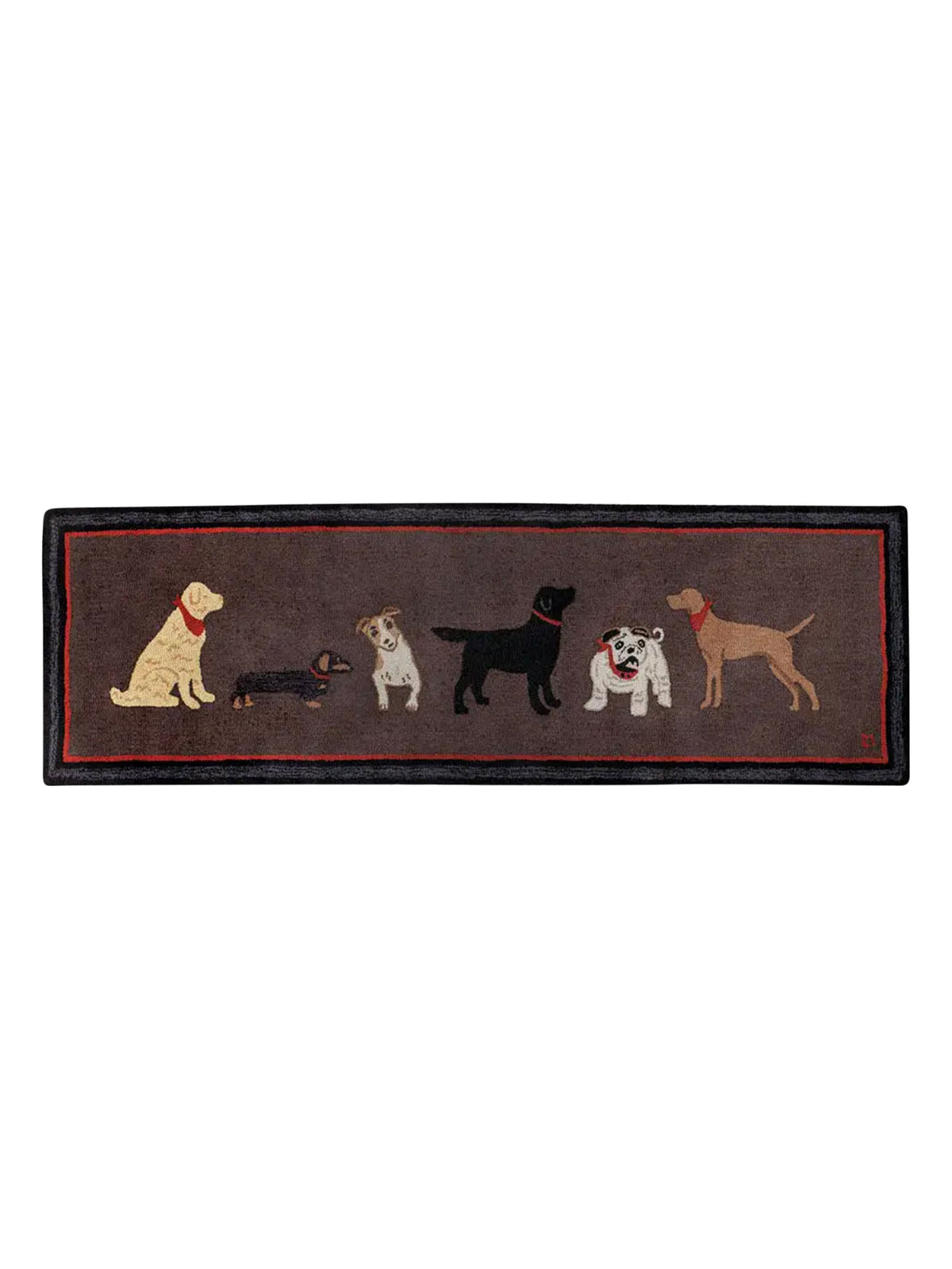 Dogs Welcome On Brown Hooked Wool Rug Weston Table