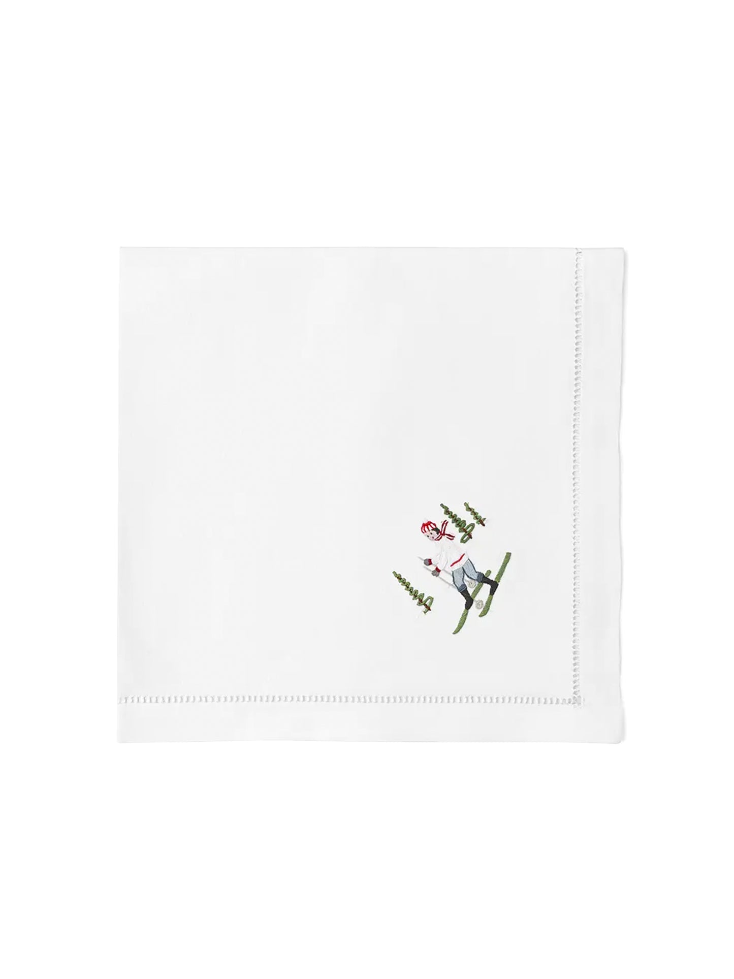 Embroidered Skiers Dinner Napkins White Skier Weston Table
