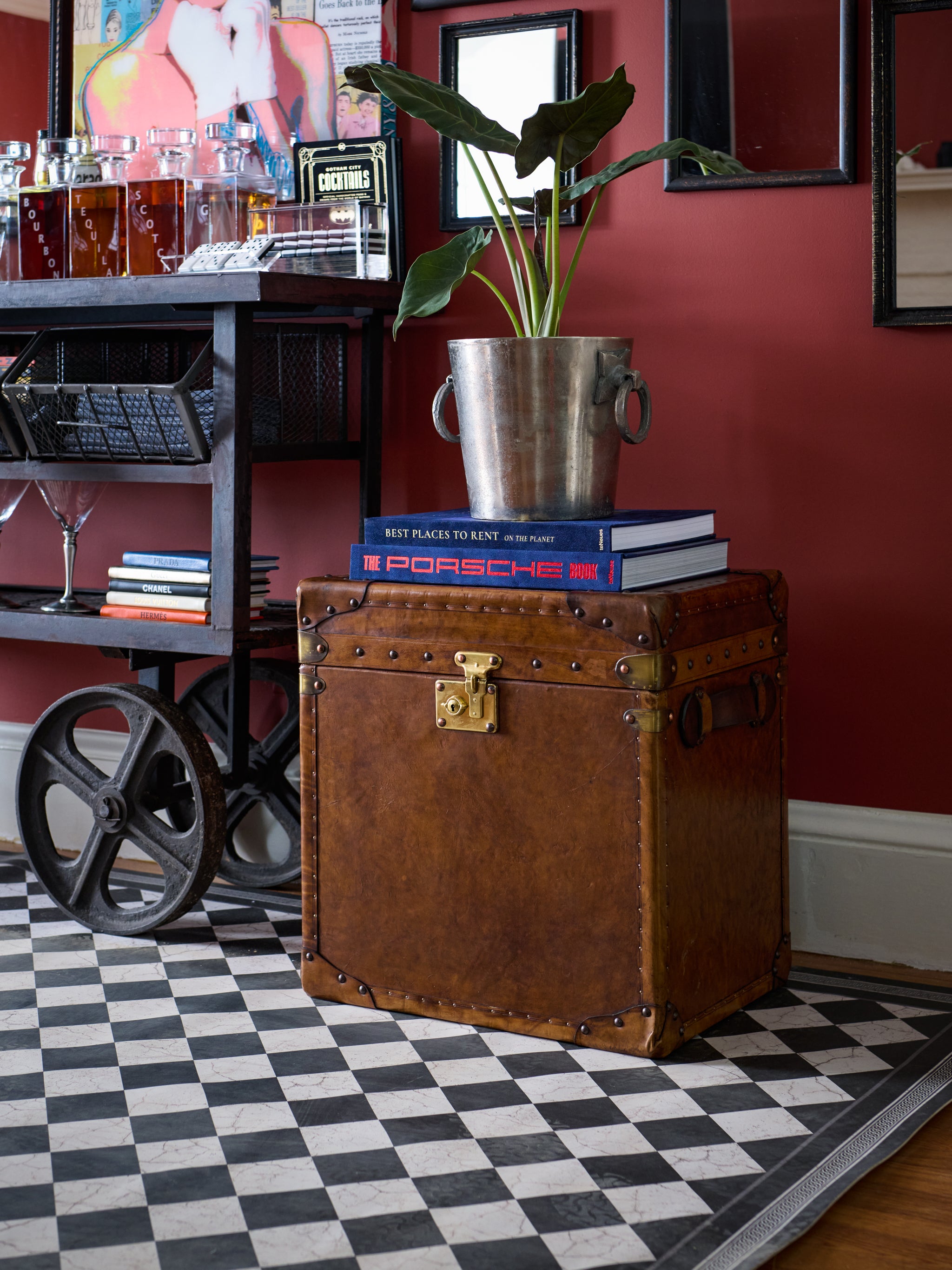Antique Luxury Louis Vuitton Steamer Trunk/Side Table for sale at