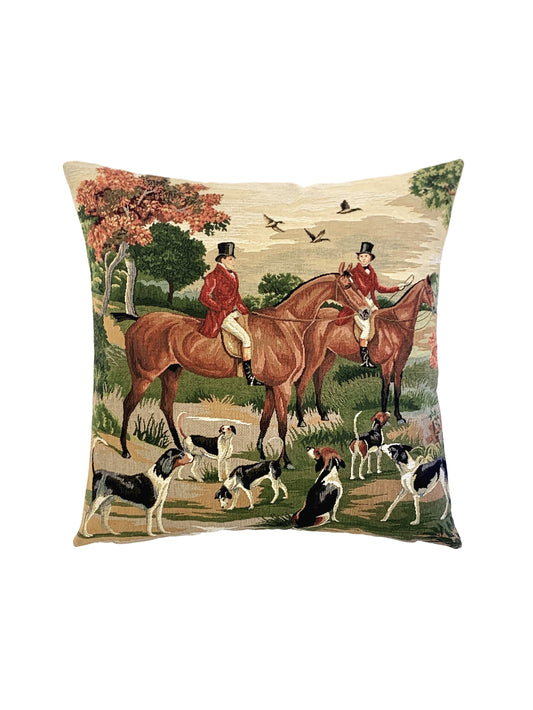 English Fox Hunt Pillow Facing Right Weston Table