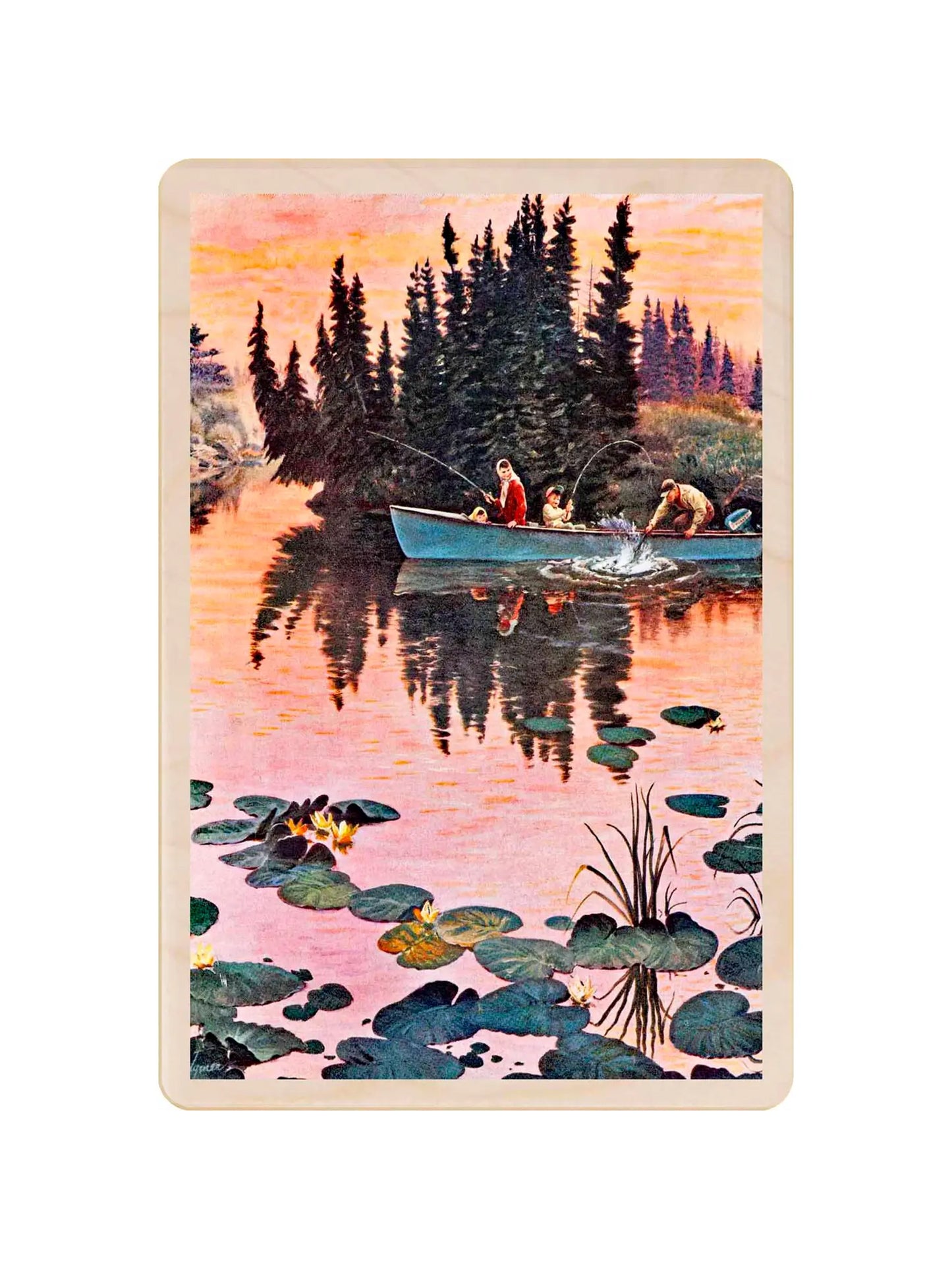 Lake Fishing Wooden Postcard Weston Table