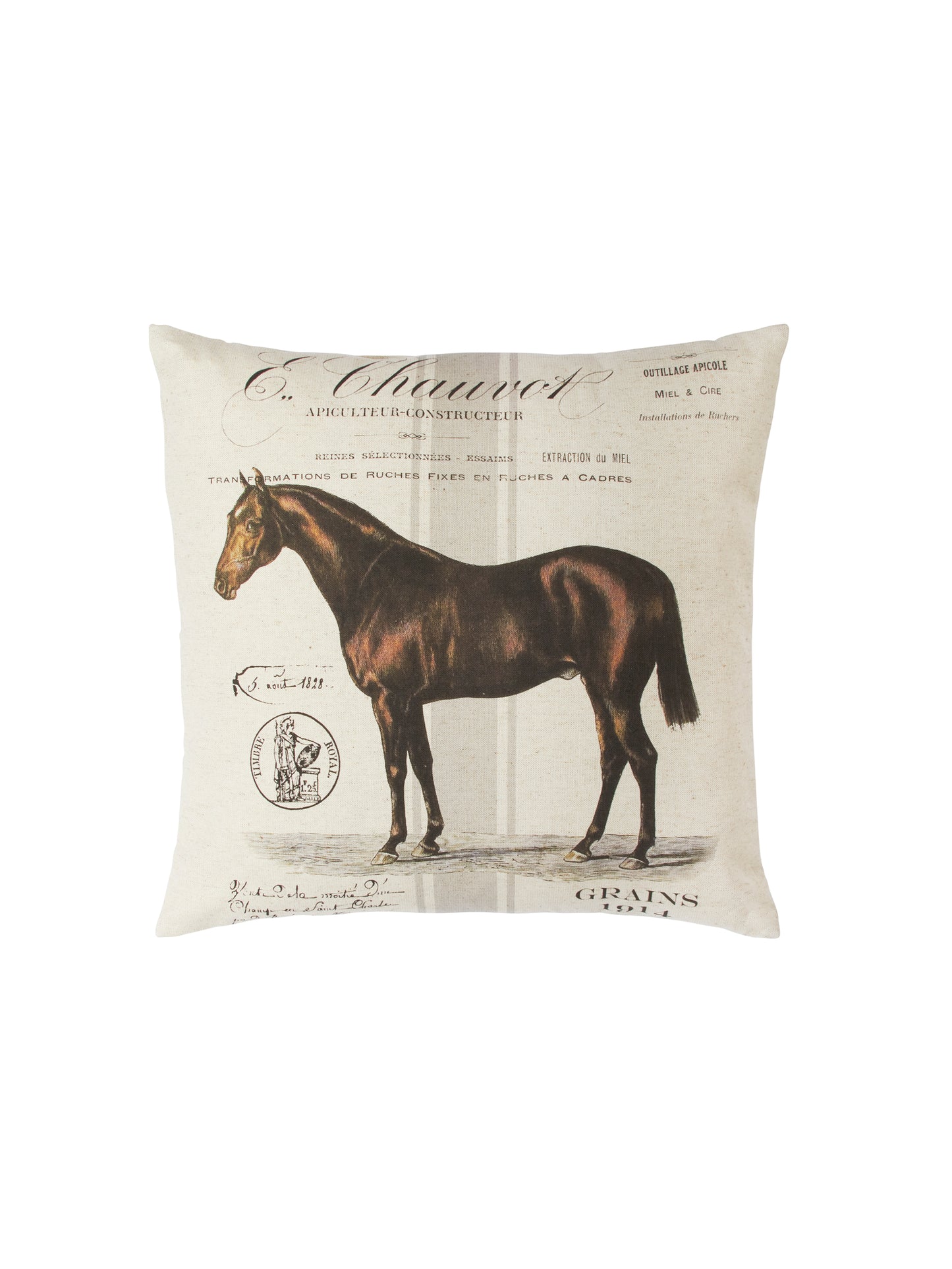 French Grain Sack Stripe Horse Pillow Weston Table