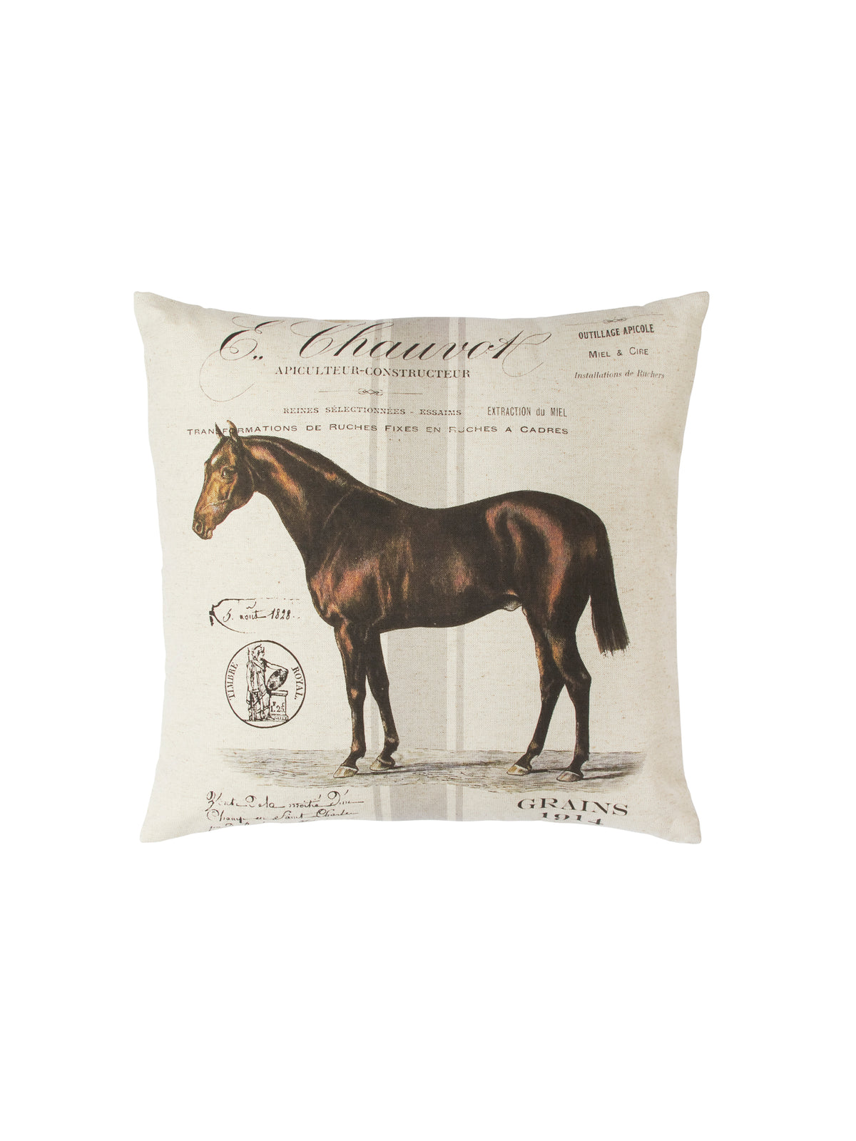 French Grain Sack Stripe Horse Pillow Weston Table