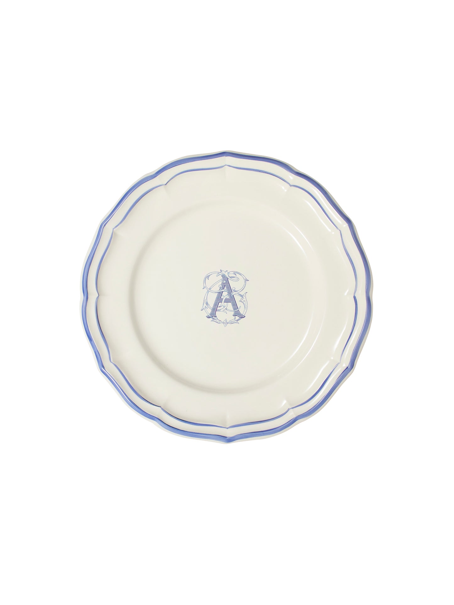 Gien Filet Bleu Monogram Salad Plate A Weston Table