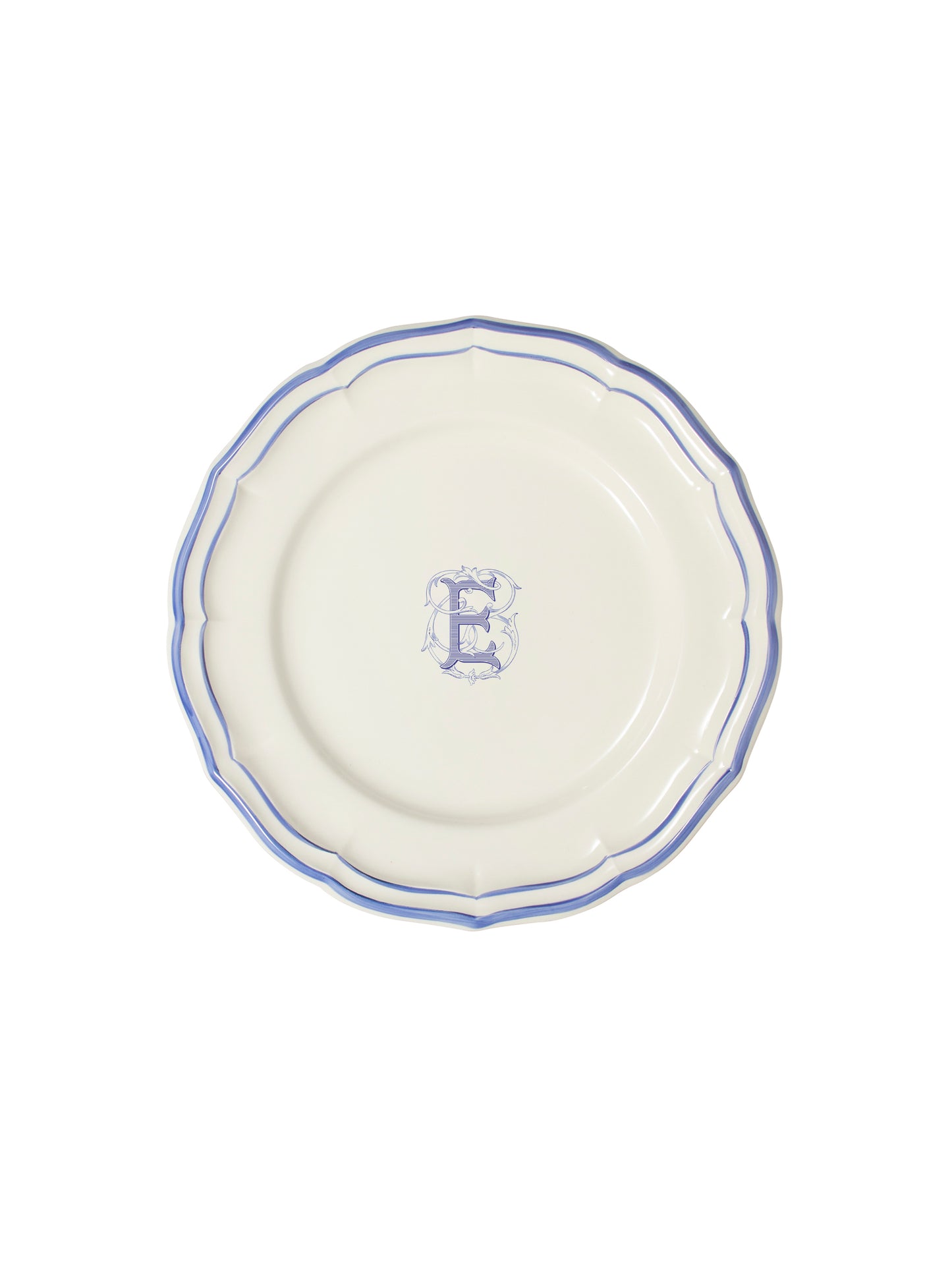 Gien Filet Bleu Monogram Salad Plate E Weston Table