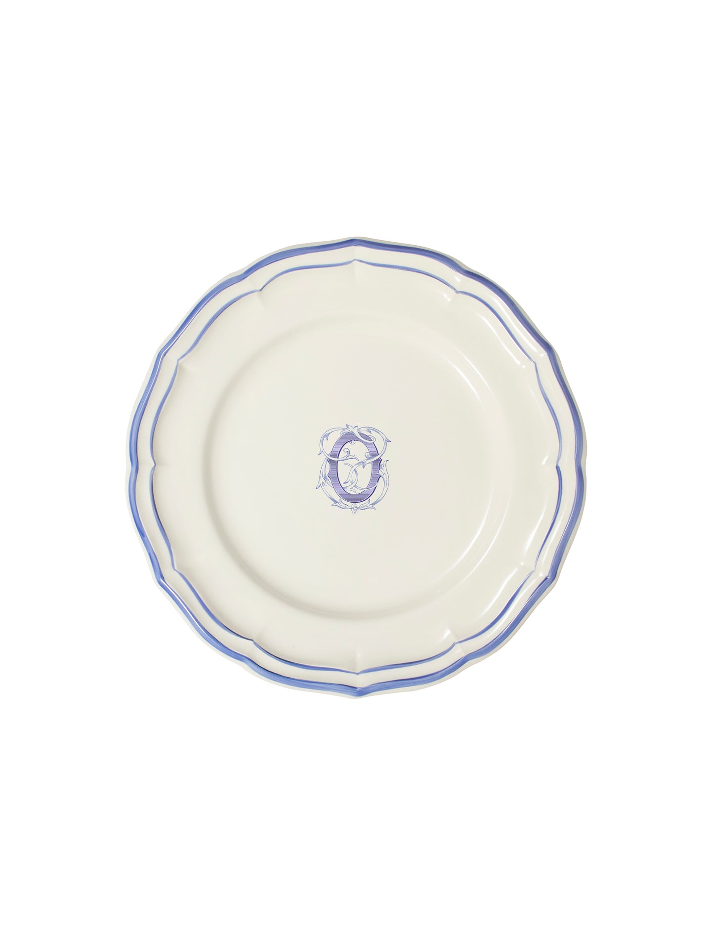 Gien Filet Bleu Monogram Salad Plate O Weston Table