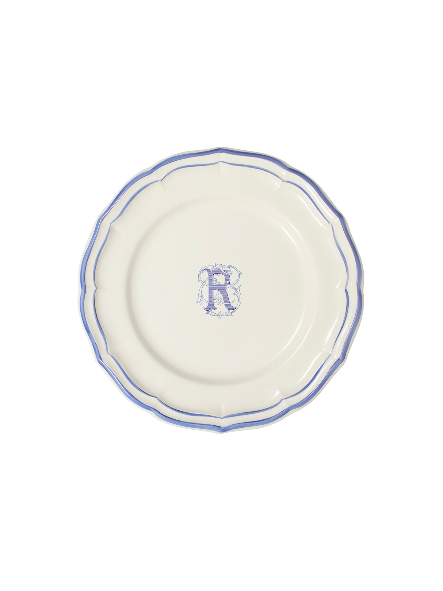 Gien Filet Bleu Monogram Salad Plate R Weston Table