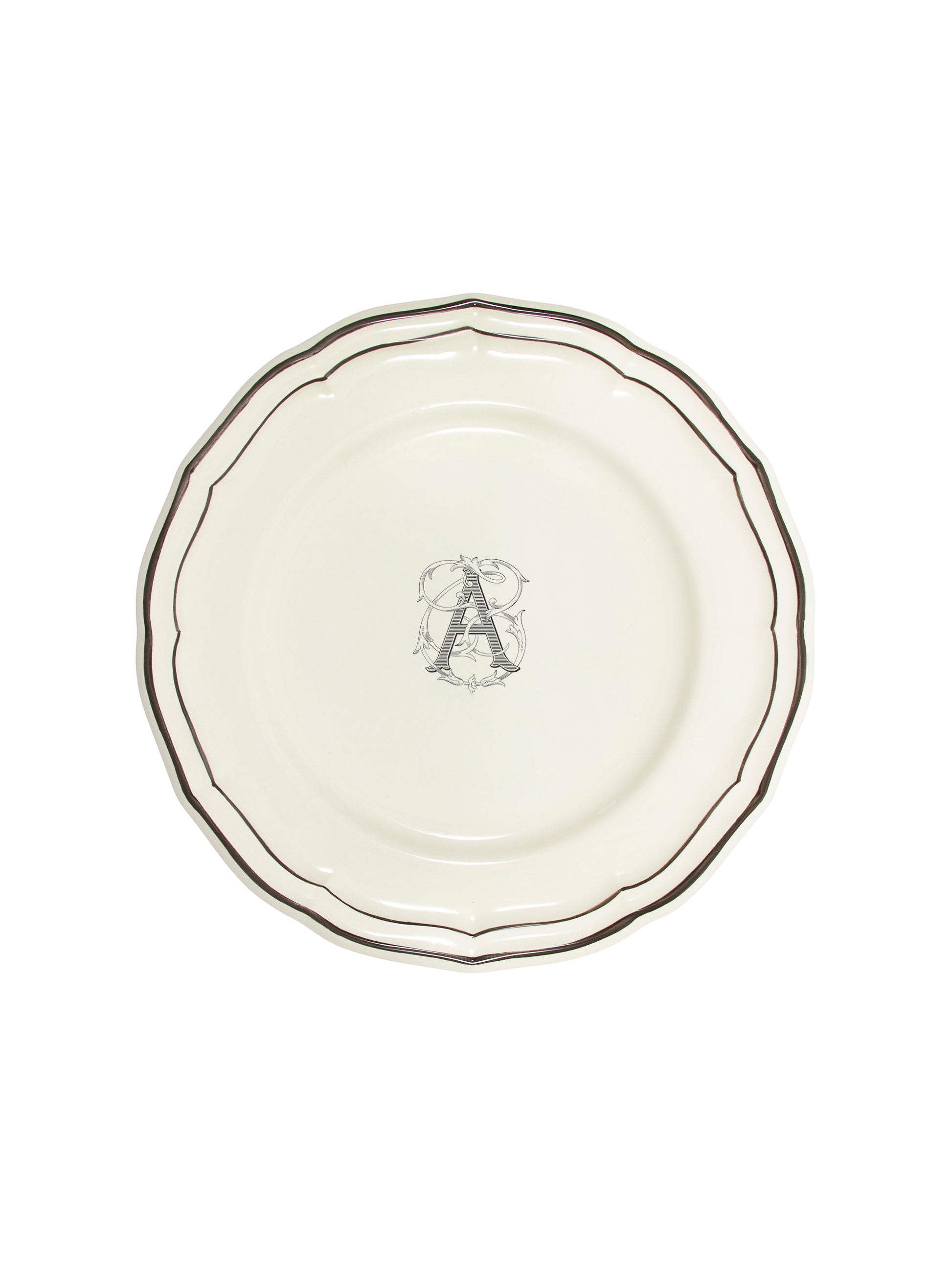 Gien Filet Midnight Monogram Dinner Plate A Weston Table
