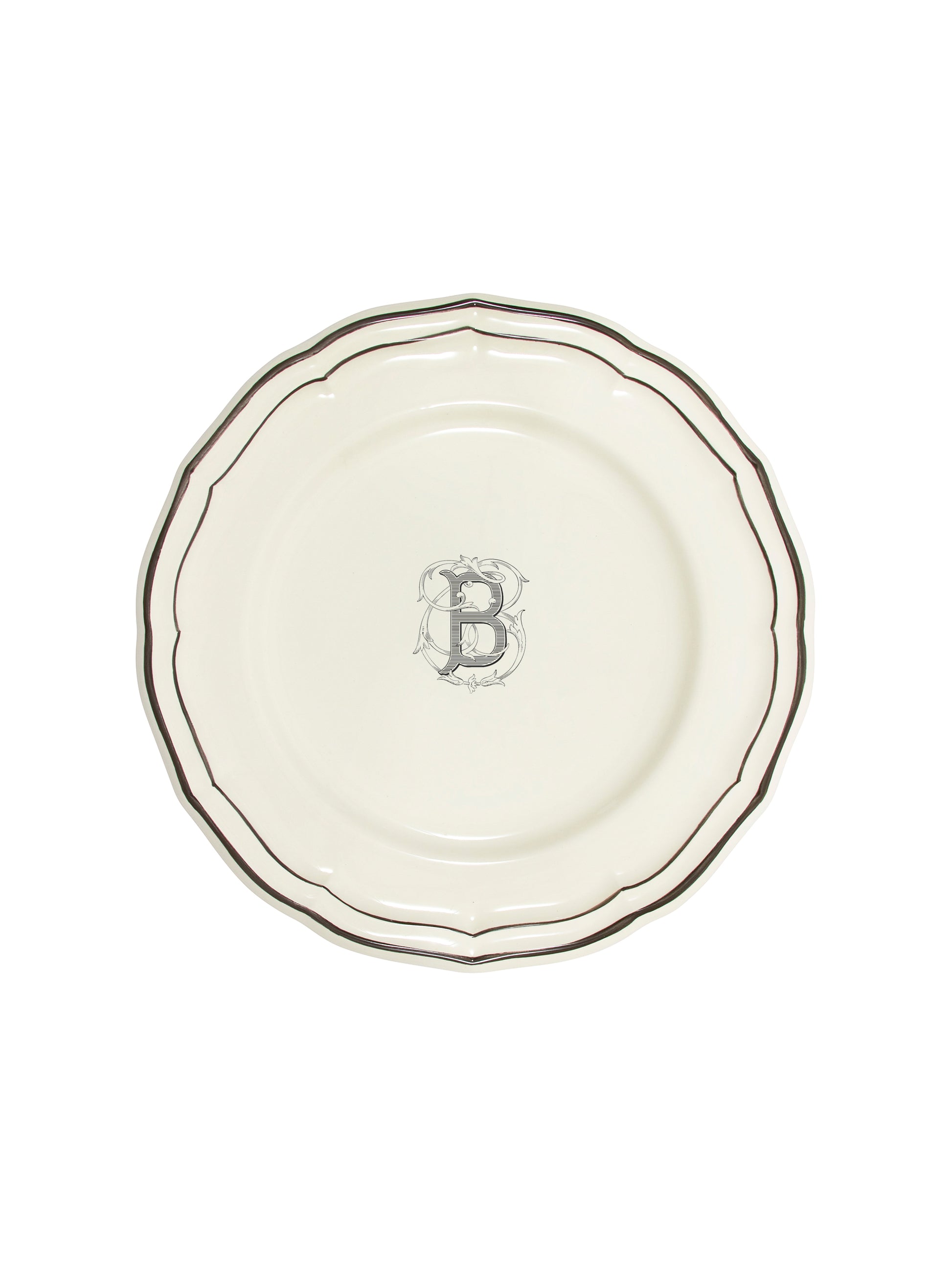 Gien Filet Midnight Monogram Dinner Plate B Weston Table