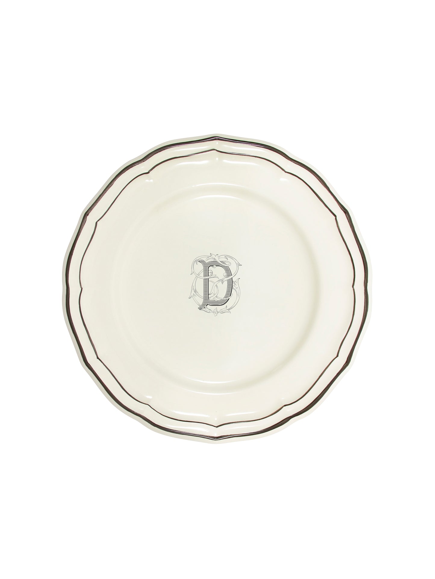 Gien Filet Midnight Monogram Dinner Plate D Weston Table