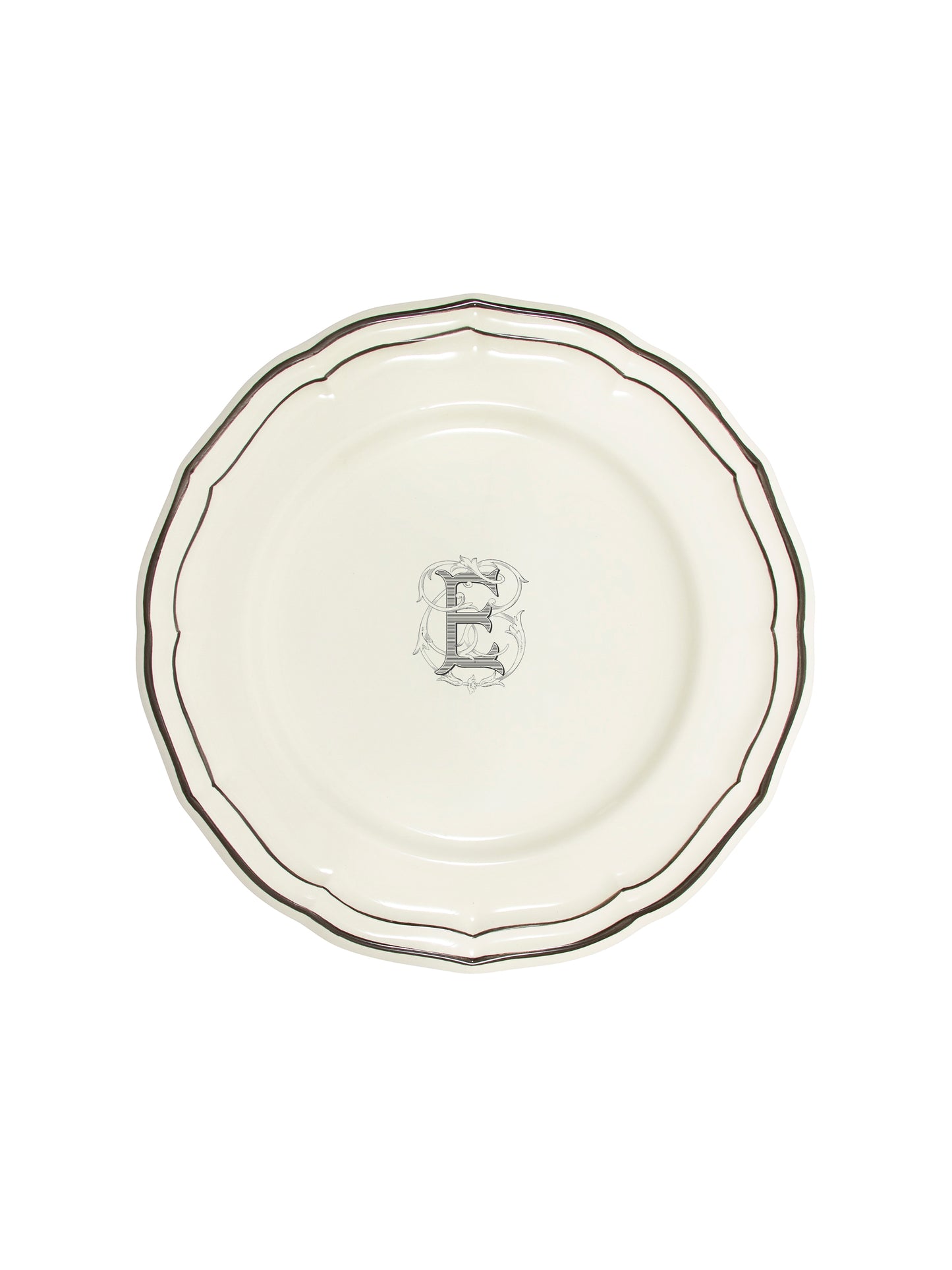 Gien Filet Midnight Monogram Dinner Plate E Weston Table