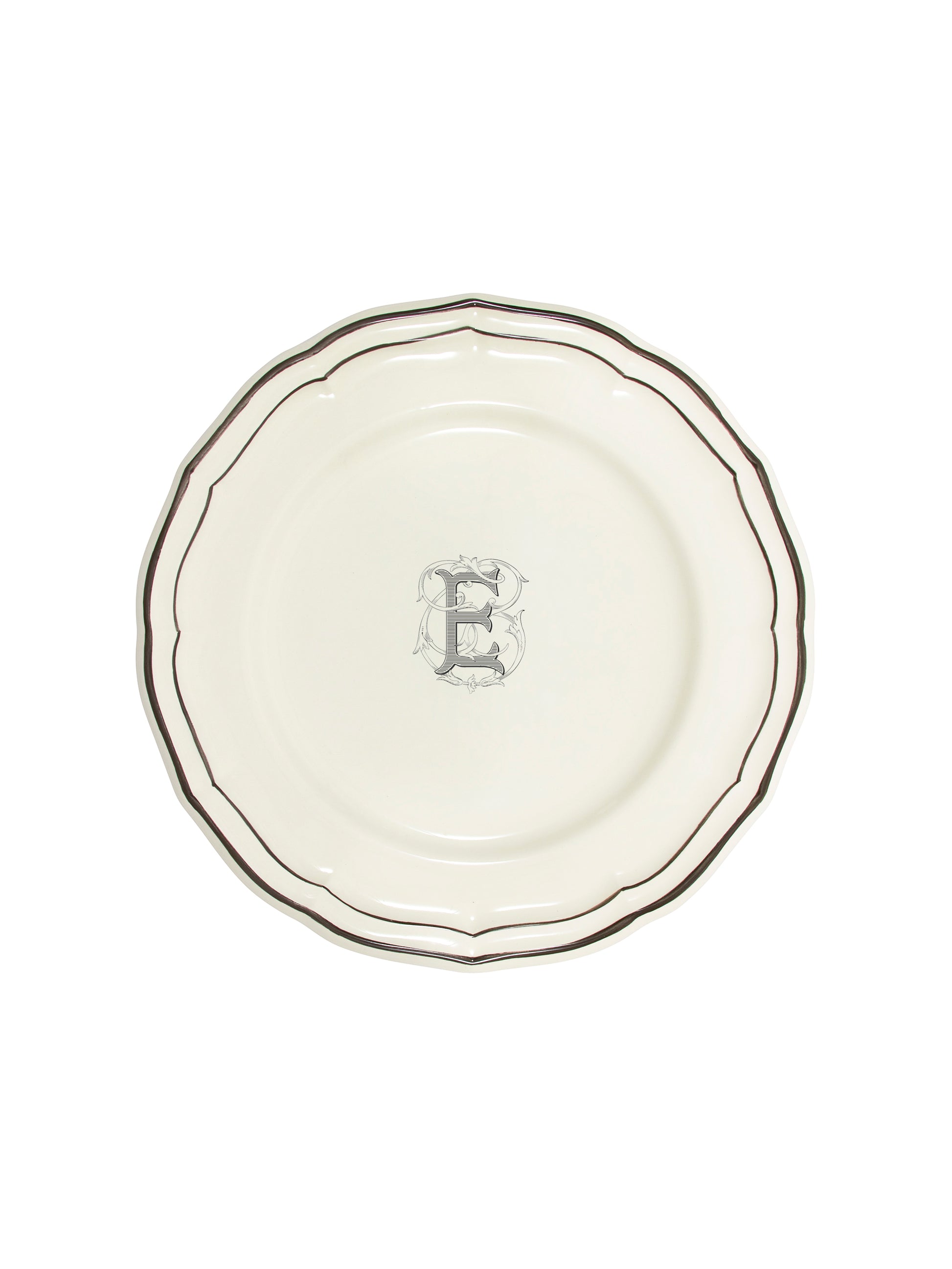 Gien Filet Midnight Monogram Dinner Plate E Weston Table