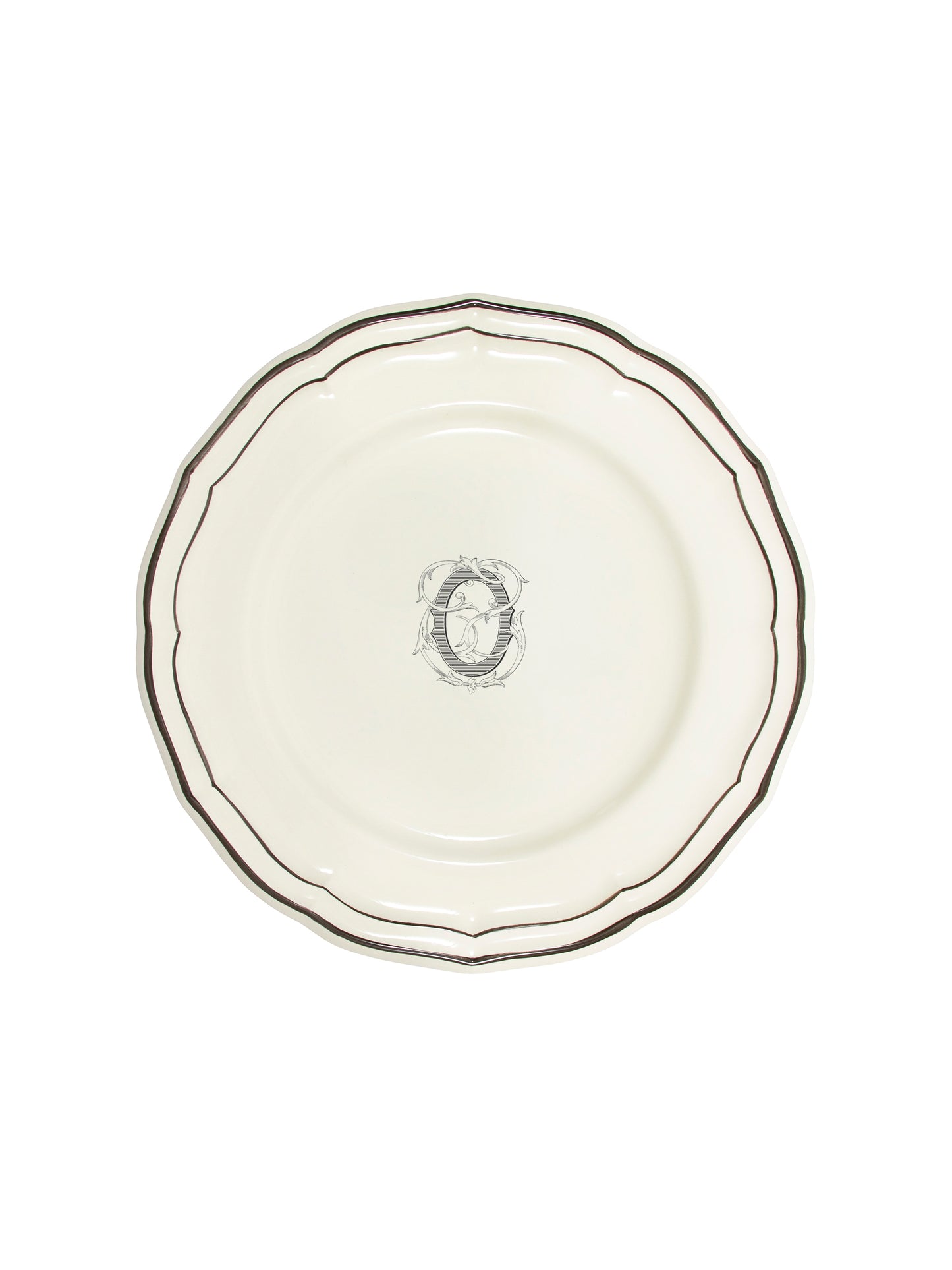 Gien Filet Midnight Monogram Dinner Plate O Weston Table