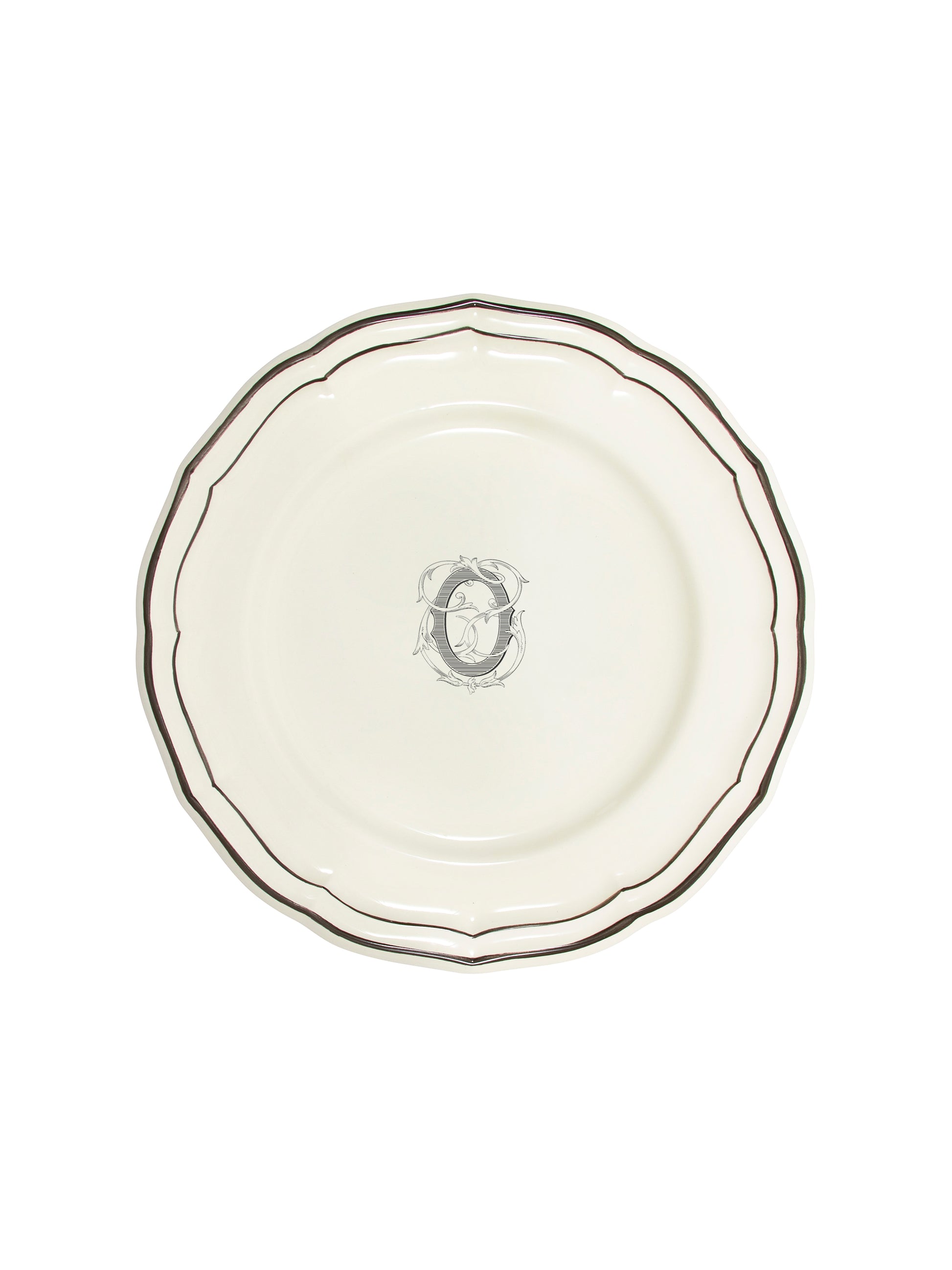 Gien Filet Midnight Monogram Dinner Plate O Weston Table