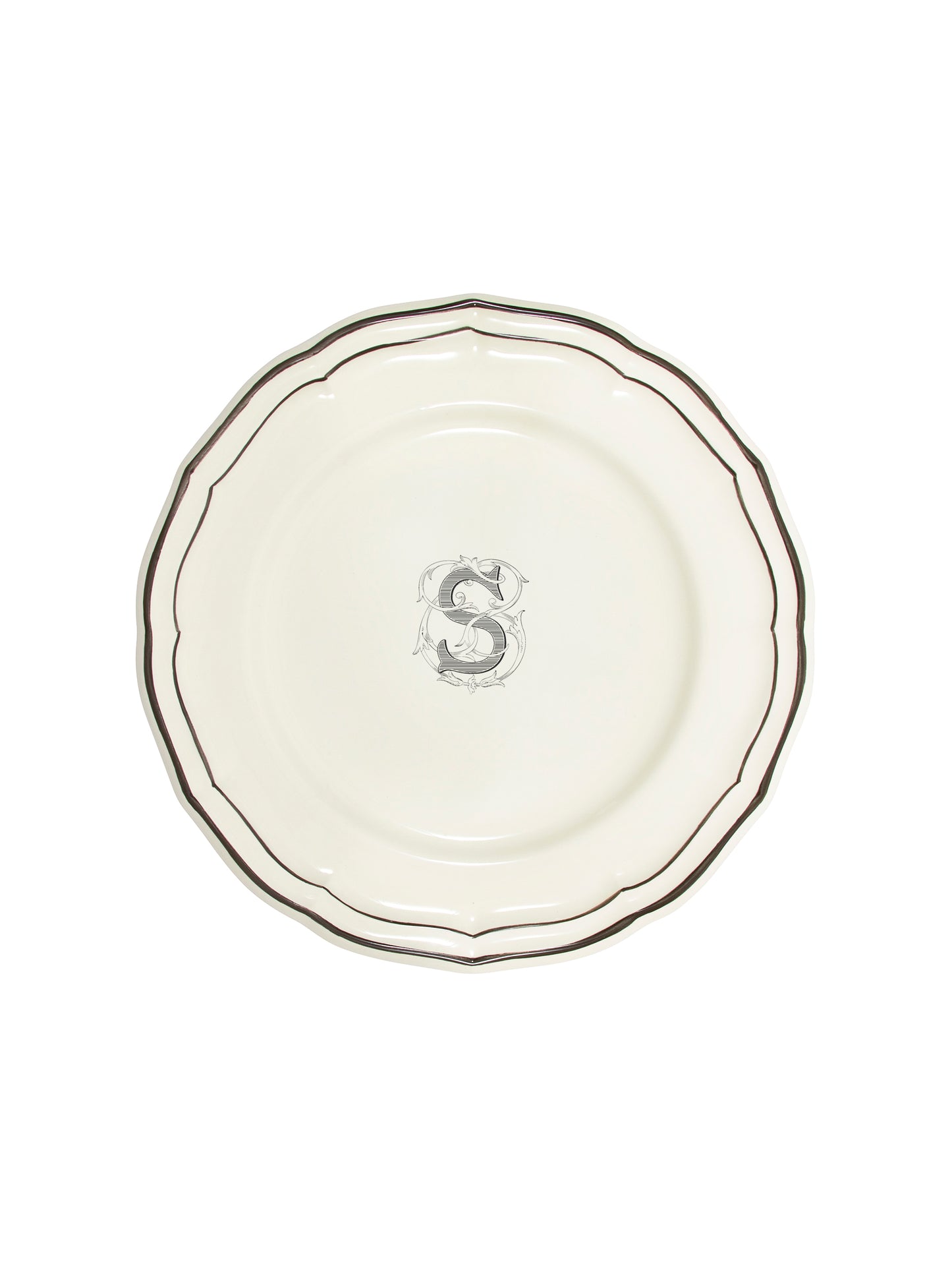 Gien Filet Midnight Monogram Dinner Plate S Weston Table