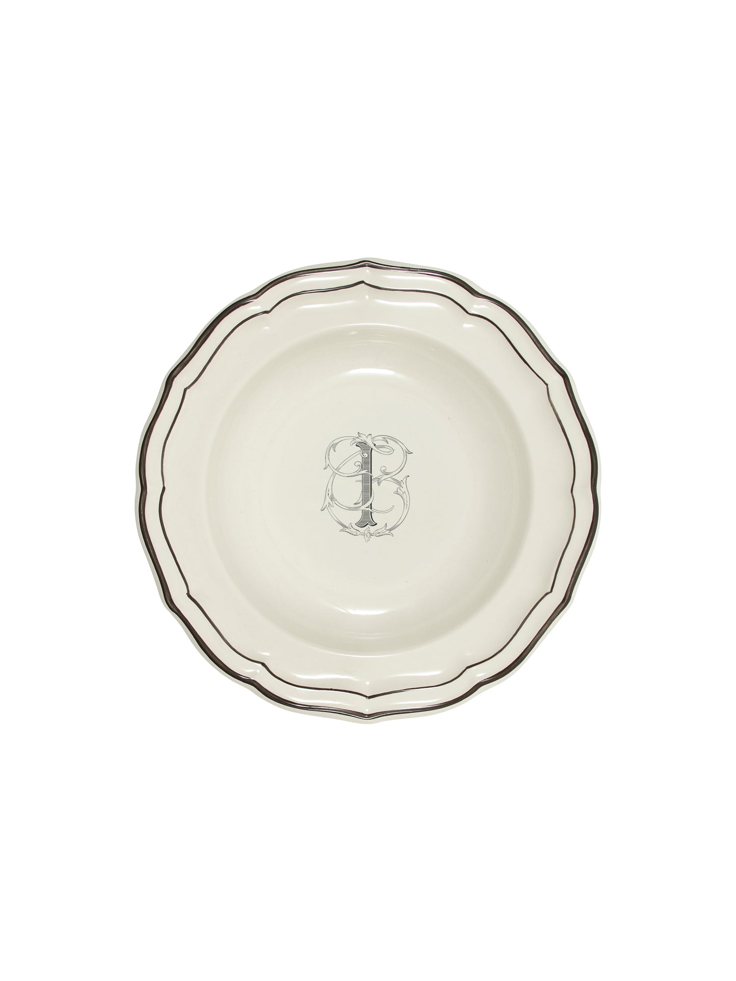 Gien Filet Midnight Monogram Soup Plate I Weston Table