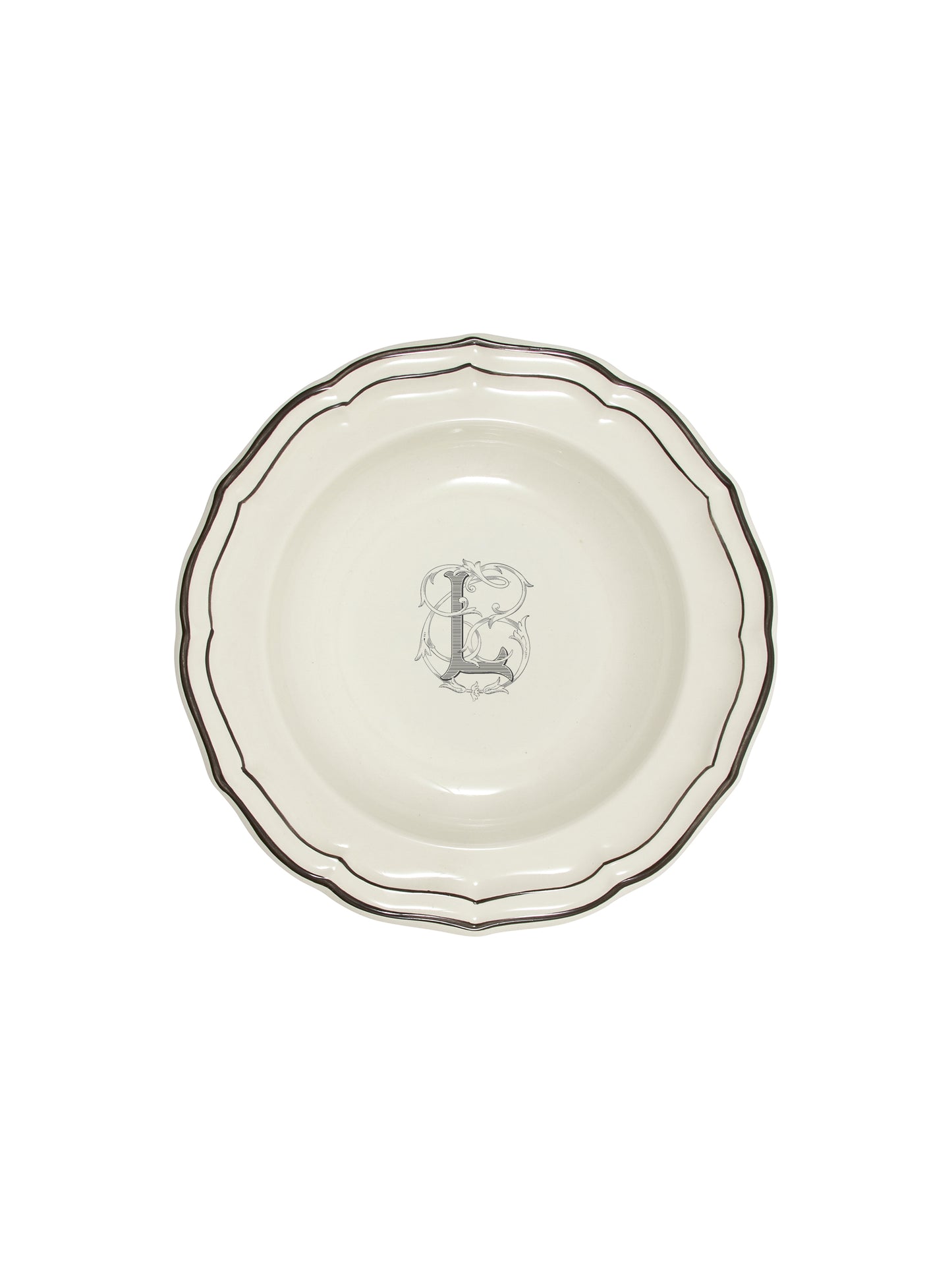 Gien Filet Midnight Monogram Soup Plate L Weston Table