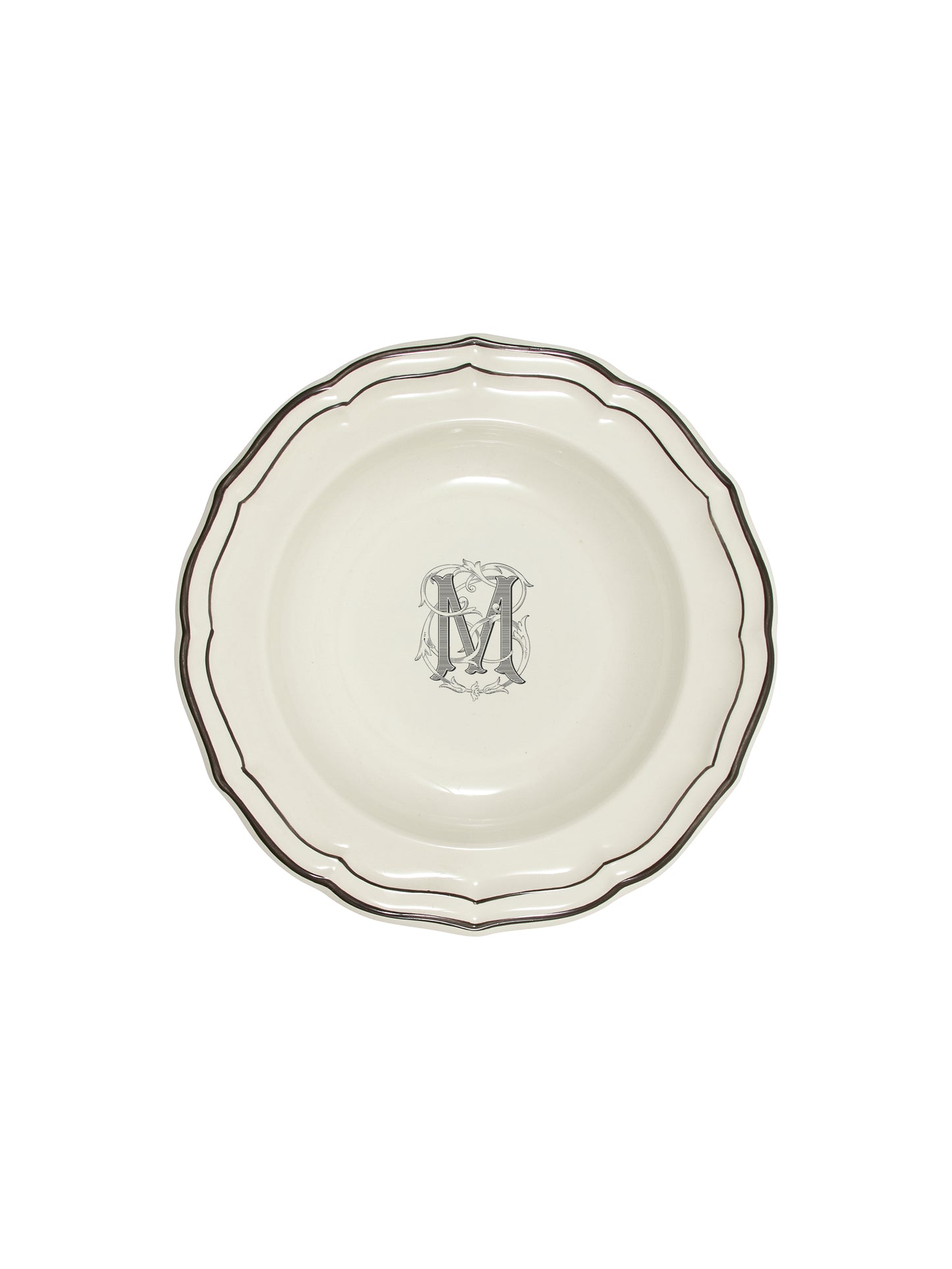 Gien Filet Midnight Monogram Soup Plate M Weston Table