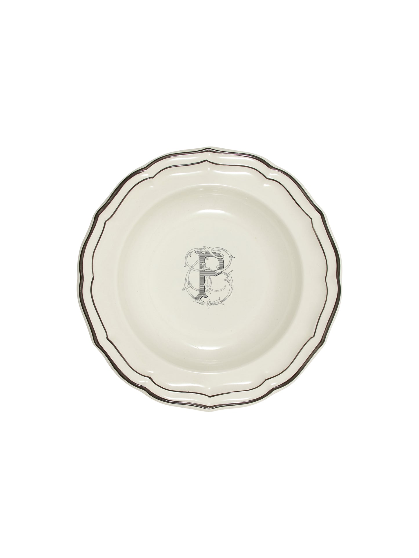 Gien Filet Midnight Monogram Soup Plate P Weston Table