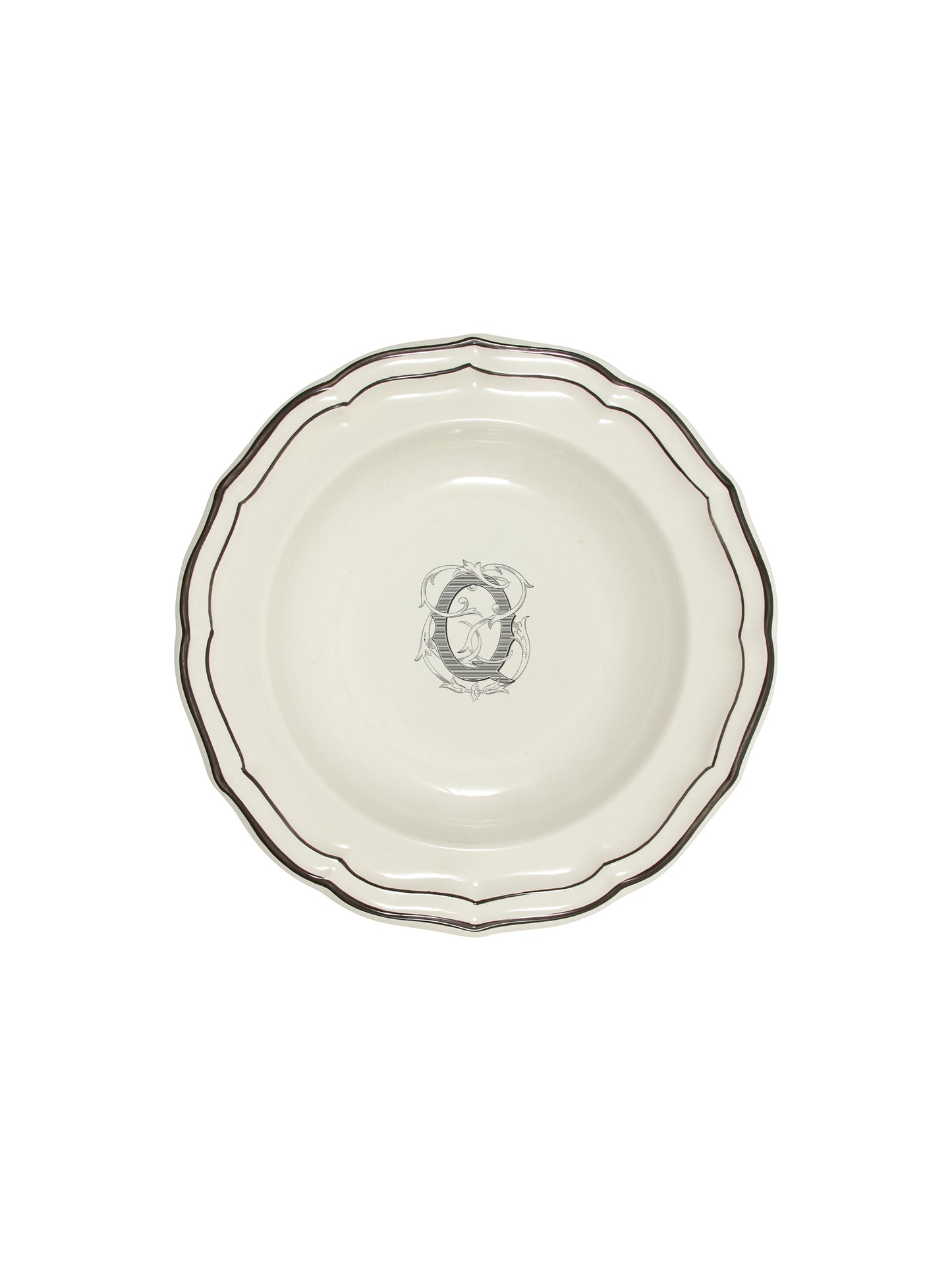 Gien Filet Midnight Monogram Soup Plate Q Weston Table