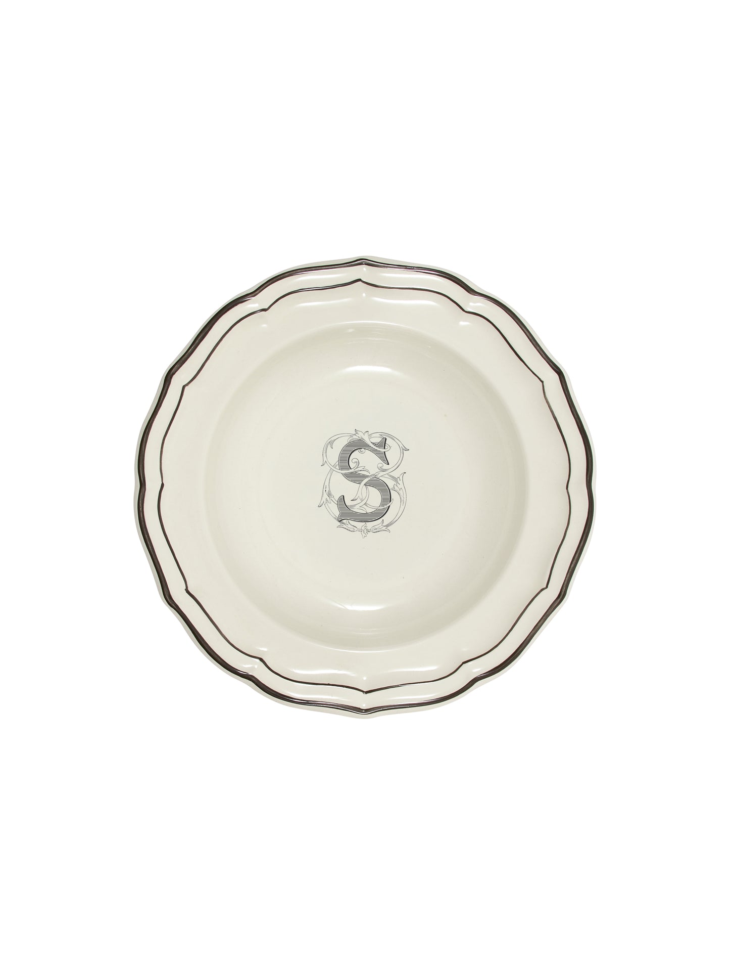 Gien Filet Midnight Monogram Soup Plate S Weston Table